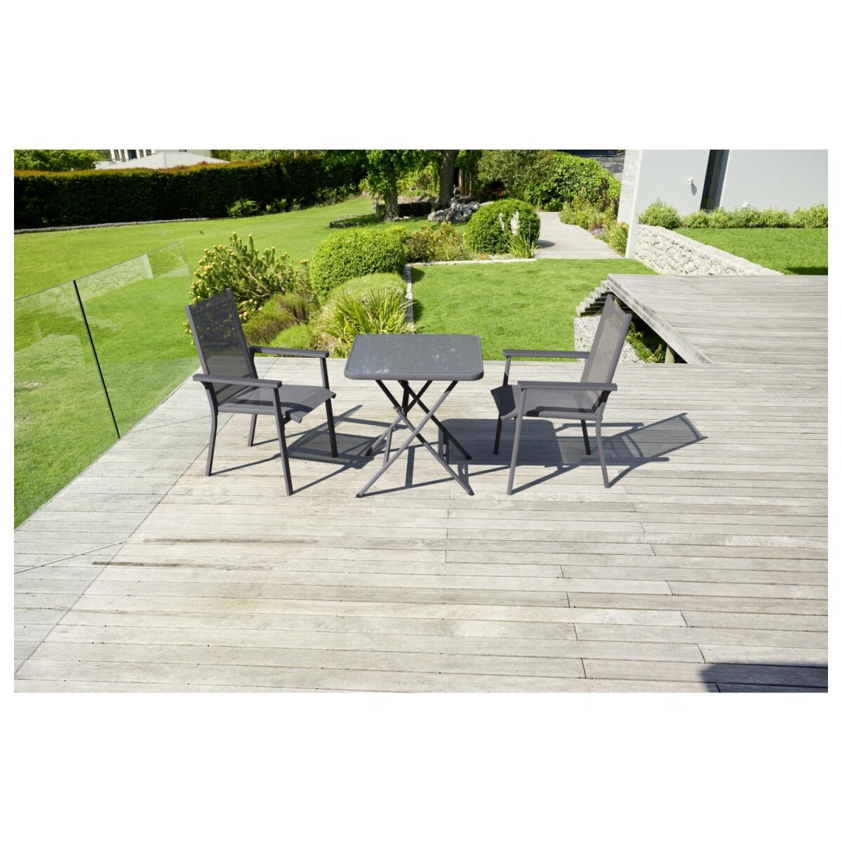 LIVARNO home Alu-Glastisch »Houston / Toronto«, klappbar, grau - B-Ware sehr gut