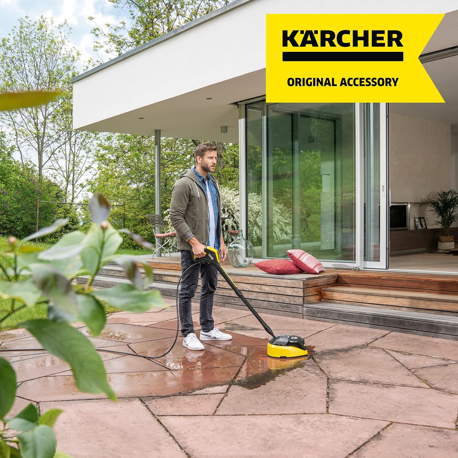 Krcher Flchenreiniger T-Racer T 7 Plus (Spritzwasserschutz, für groe Flchen, zwei Flachstrahldüsen, Handgriff für senkrechtes arbeiten, Powerdüse, Spüldüse)