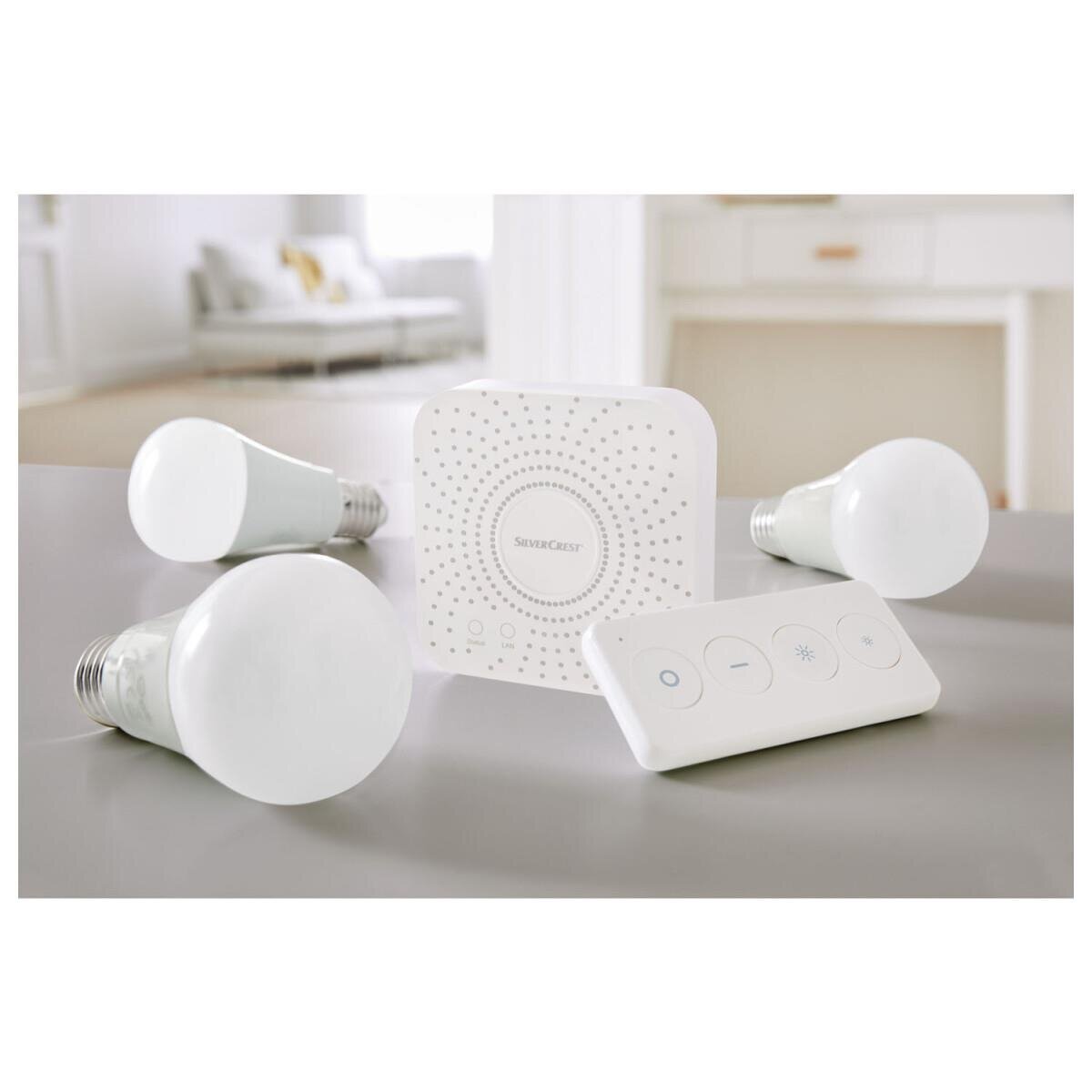 SILVERCREST® Starter Kit inkl. Gateway & 3 Leuchtmittel, Zigbee Smart Home - B-Ware neuwertig