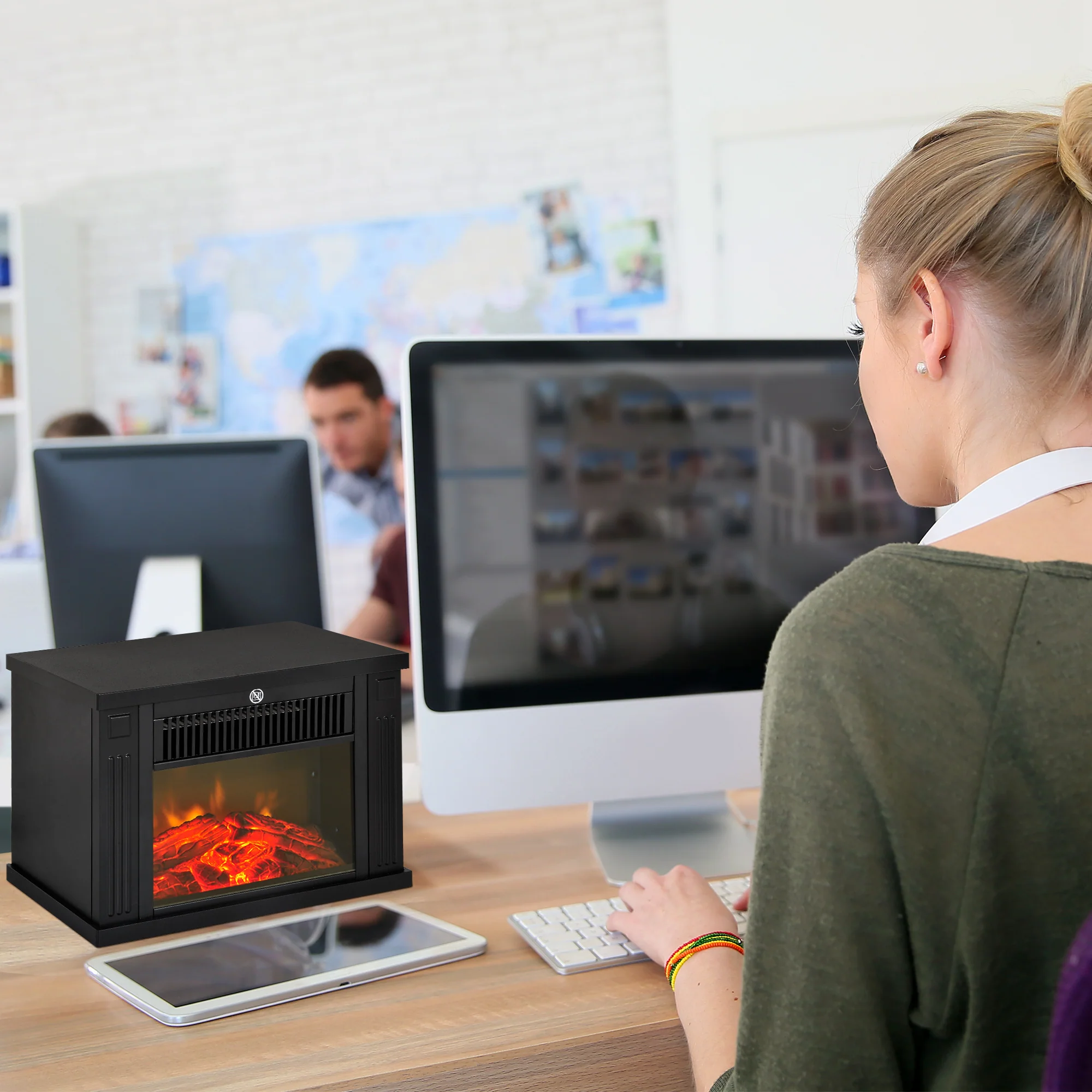 HOMCOM Elektrokamin mit Flammeneffekt & 2 Heizstufen