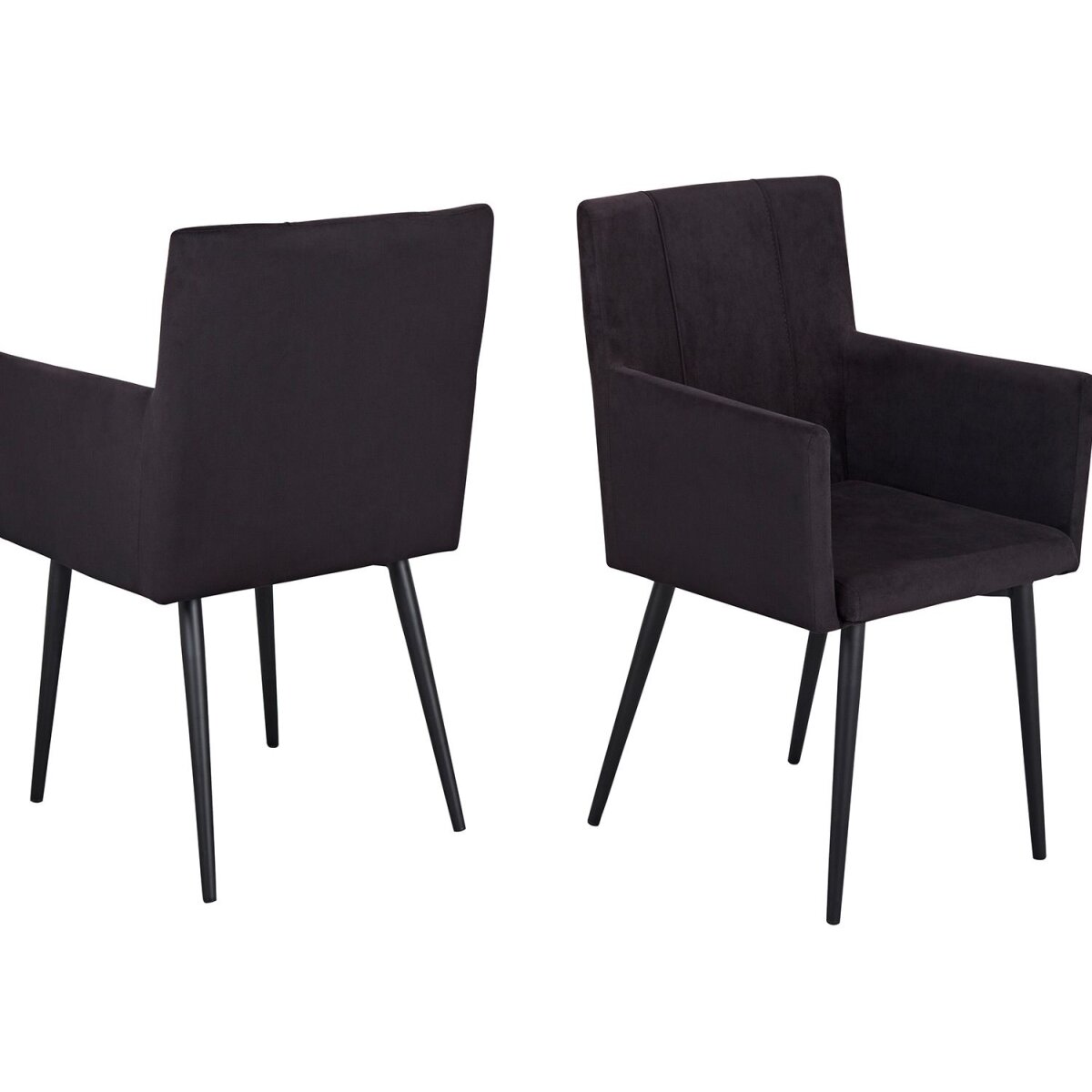 Reality Esszimmerstuhl »Monaco«, 2 Stück, mit Rundrohr-Gestell und Armlehnen in Samtstoff, schwarz - B-Ware sehr gut