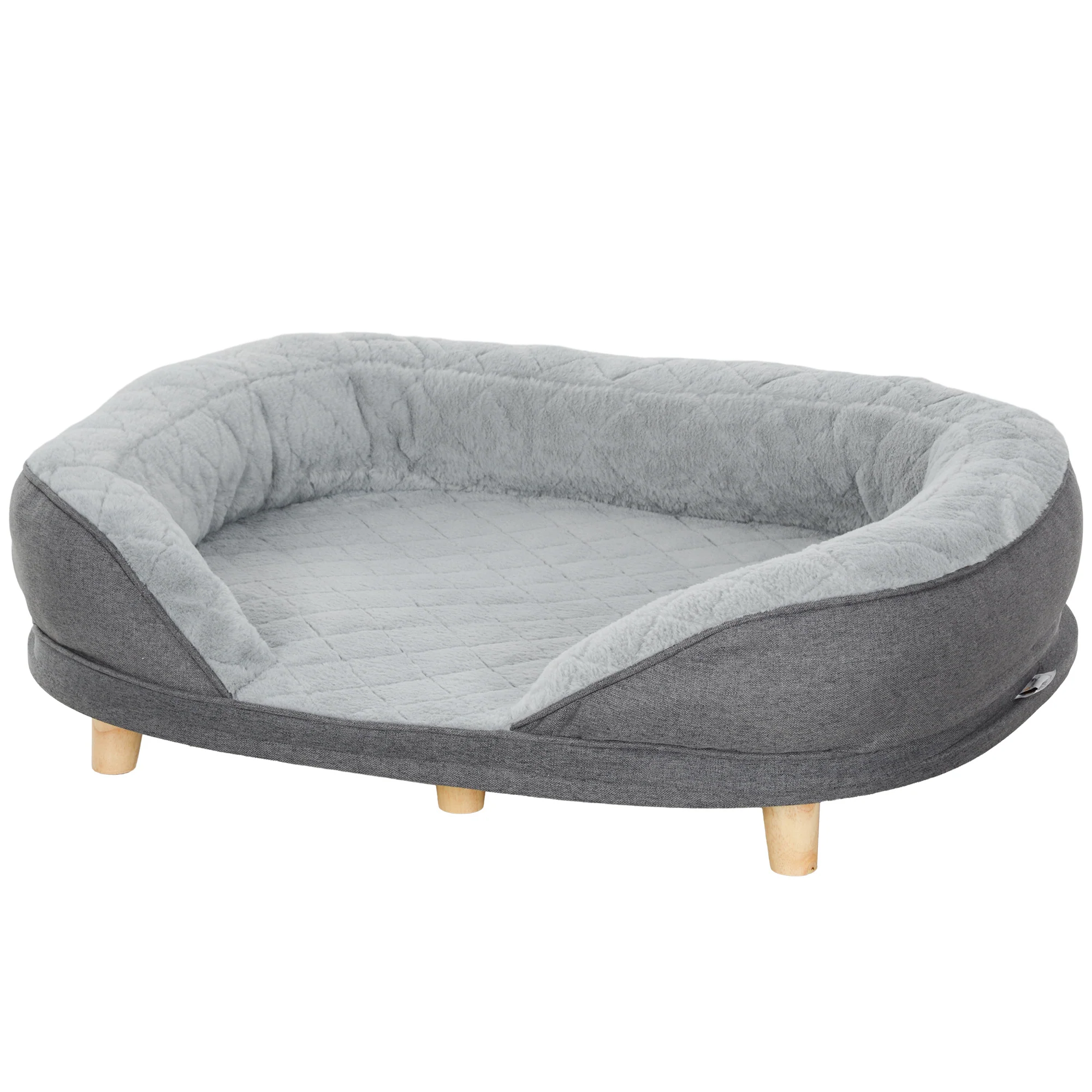 PawHut Hundesofa Grau 98,5x60,5x35,5 cm mit Rückenlehne