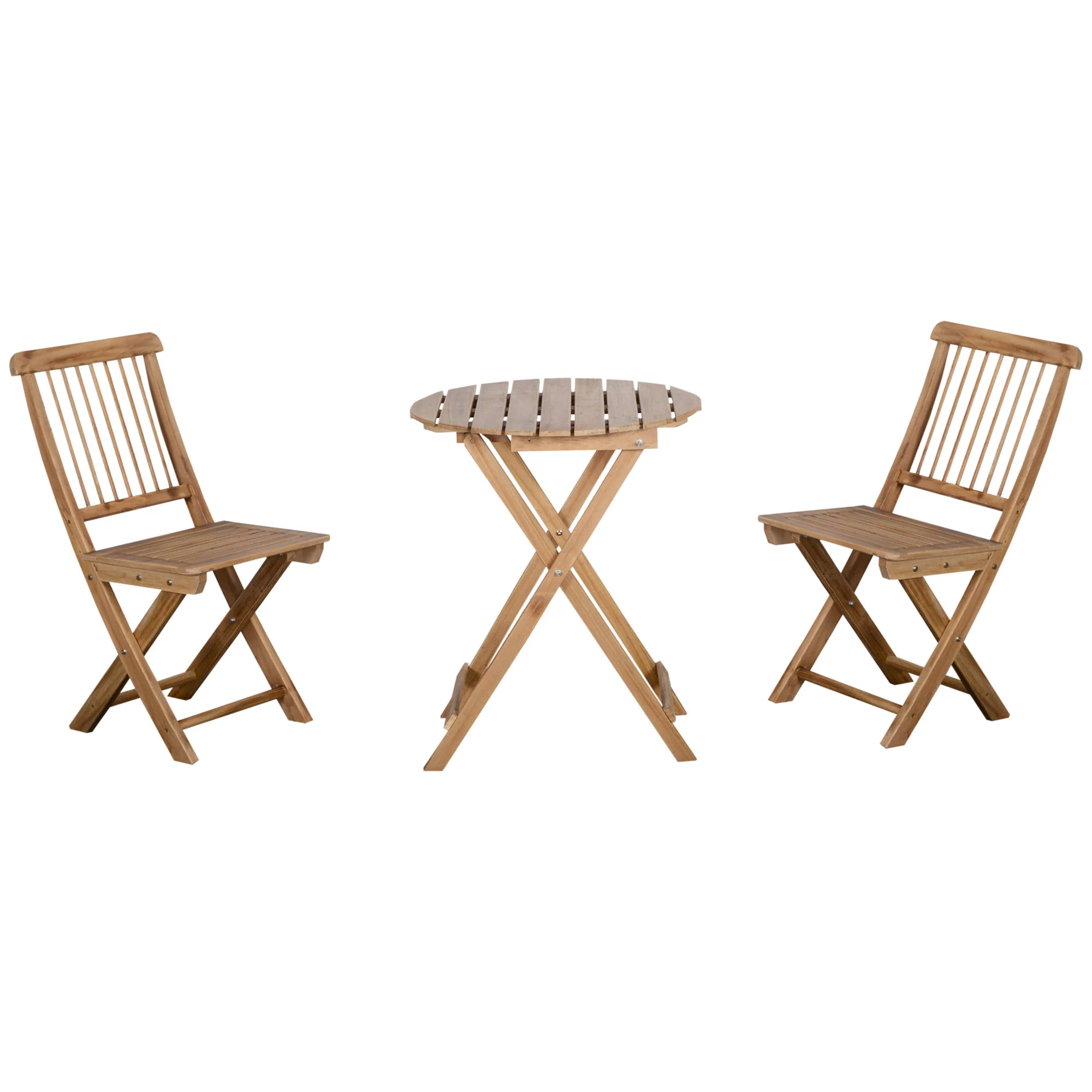 Outsunny Bistroset 2-Sitzer Holz klappbar Natur