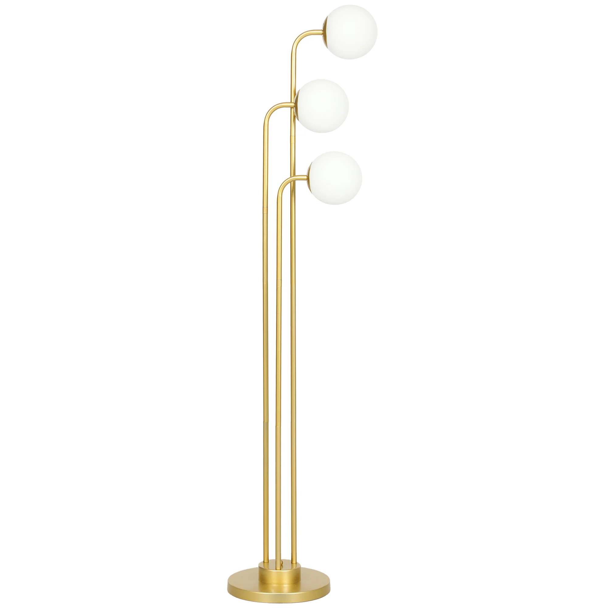 HOMCOM Stehlampe drehbar 3 Schirme Wohnzimmer Leselampe Gold