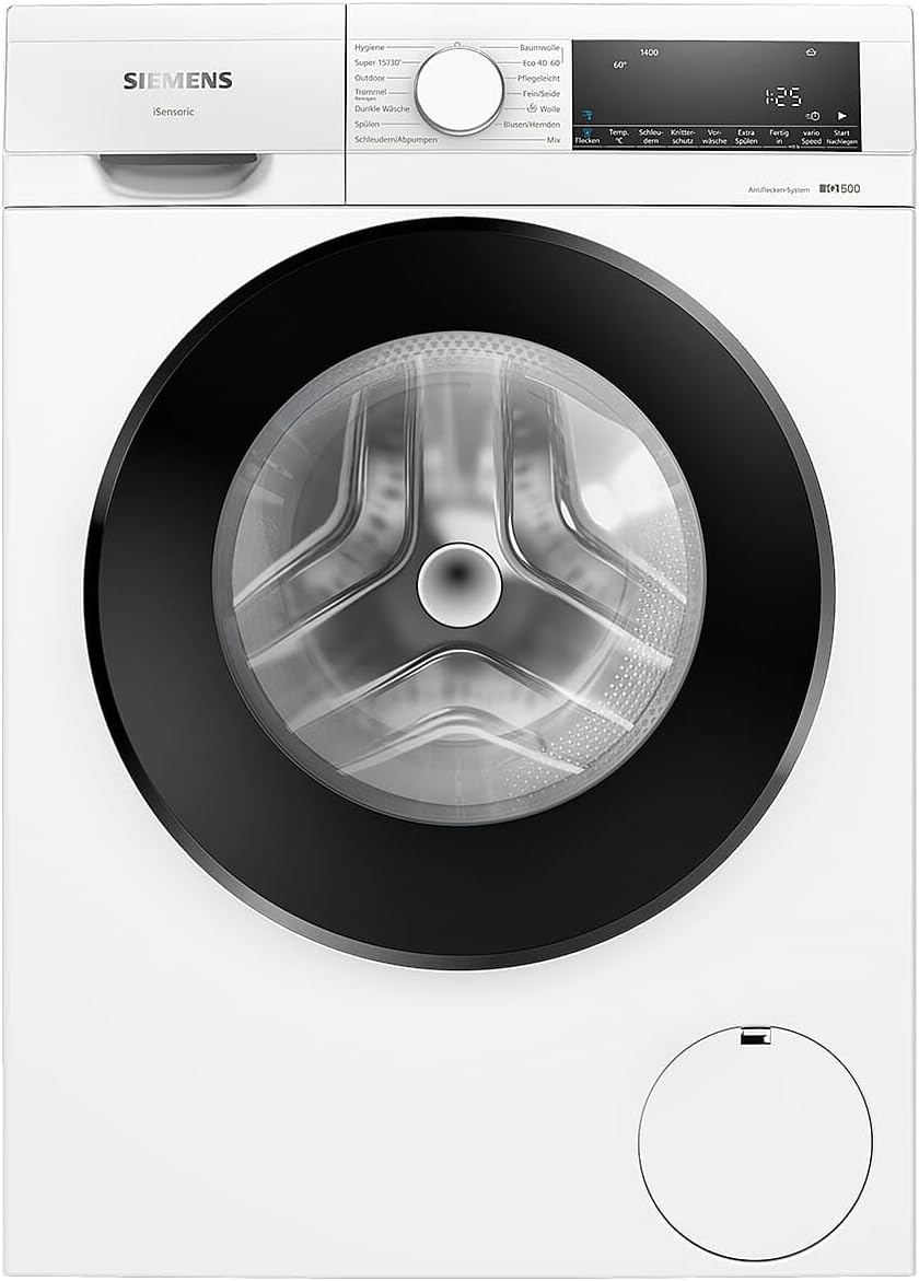 Siemens WM14N122 iQ300 Waschmaschine / 7kg / D / 1400 U/min/Outdoor-Programm/varioSpeed Funktion/Nachlegefunktion, Wei/Schwarz