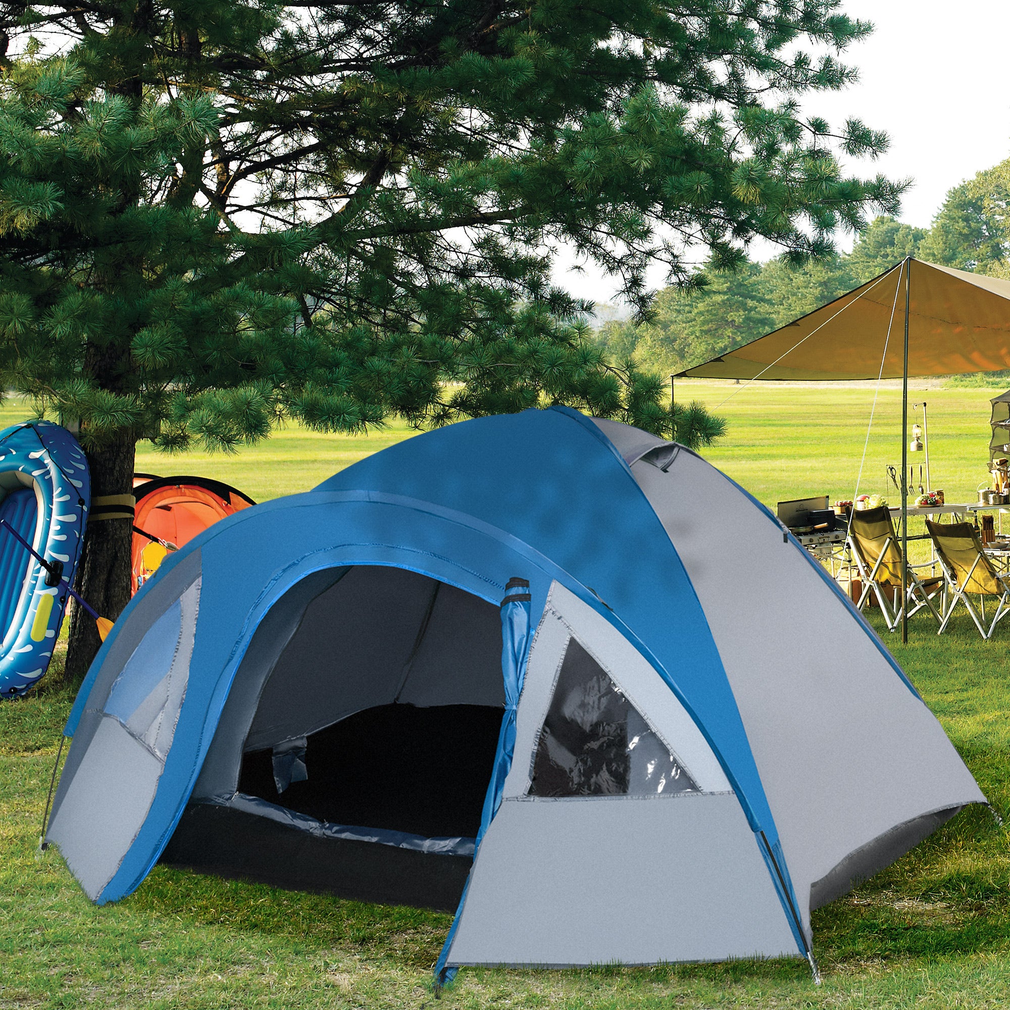 Outsunny Campingzelt 4 Personen 4-Jahreszeiten mit Vorraum Outdoor
