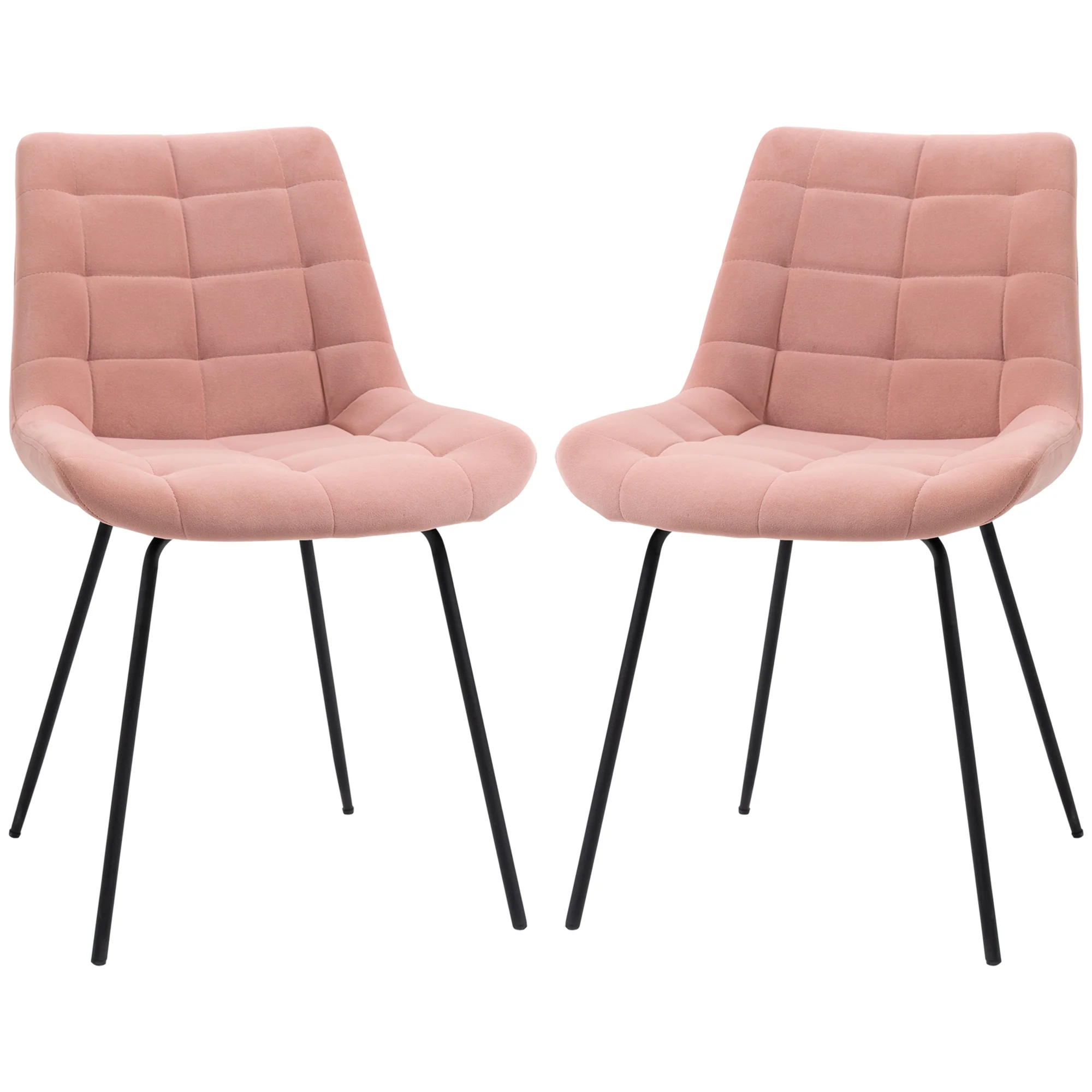 HOMCOM Esszimmerstuhl 2er-Set Retrodesign Akzentstuhl Rosa