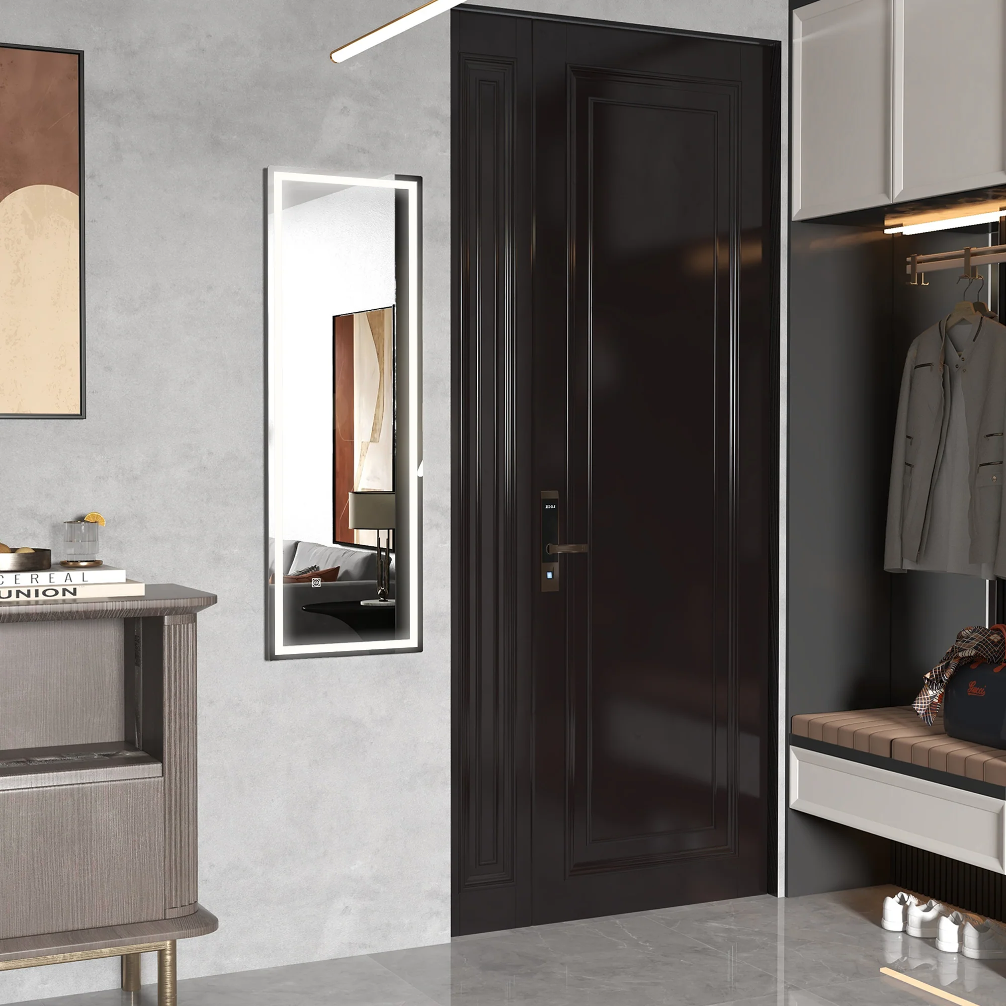 HOMCOM LED-Wandspiegel 120 × 40 cm mit Touch & Memory-Funktion