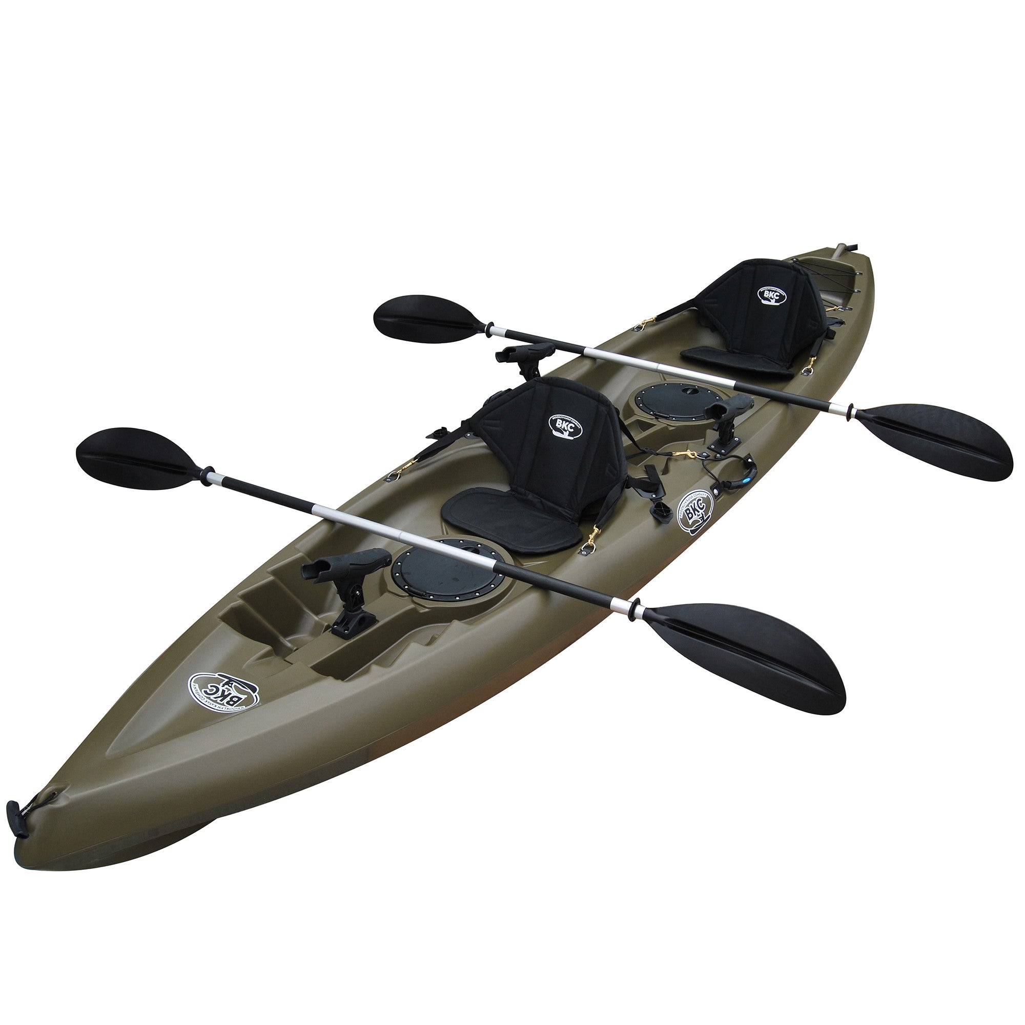 BKC TK181 Angler 12-foot, 8 inch Tandem 2 Person Sit On Top Fishing Kayak w/ Padded Seats and Paddles