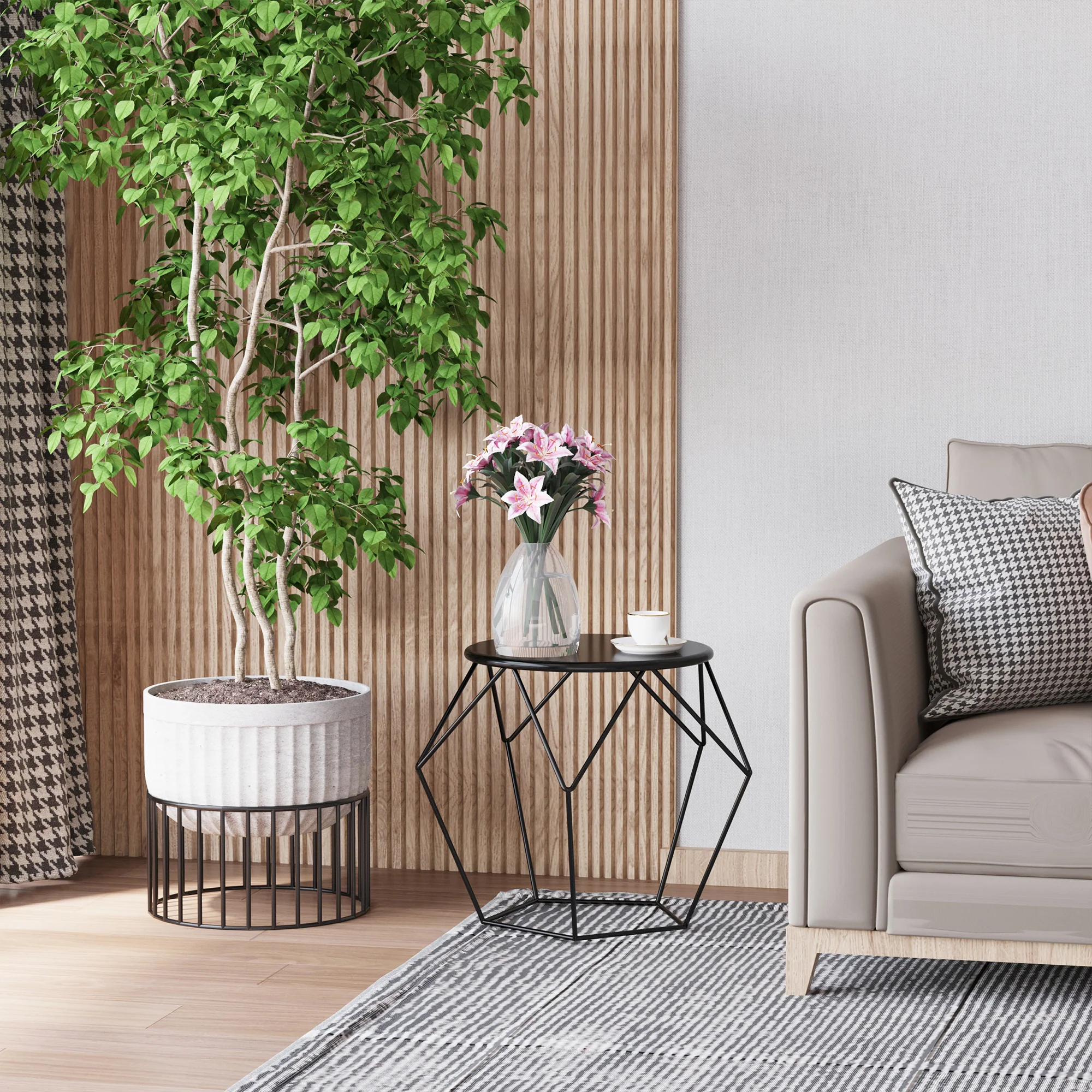 HOMCOM Couchtisch mit Aufbewahrung geometrisches Design