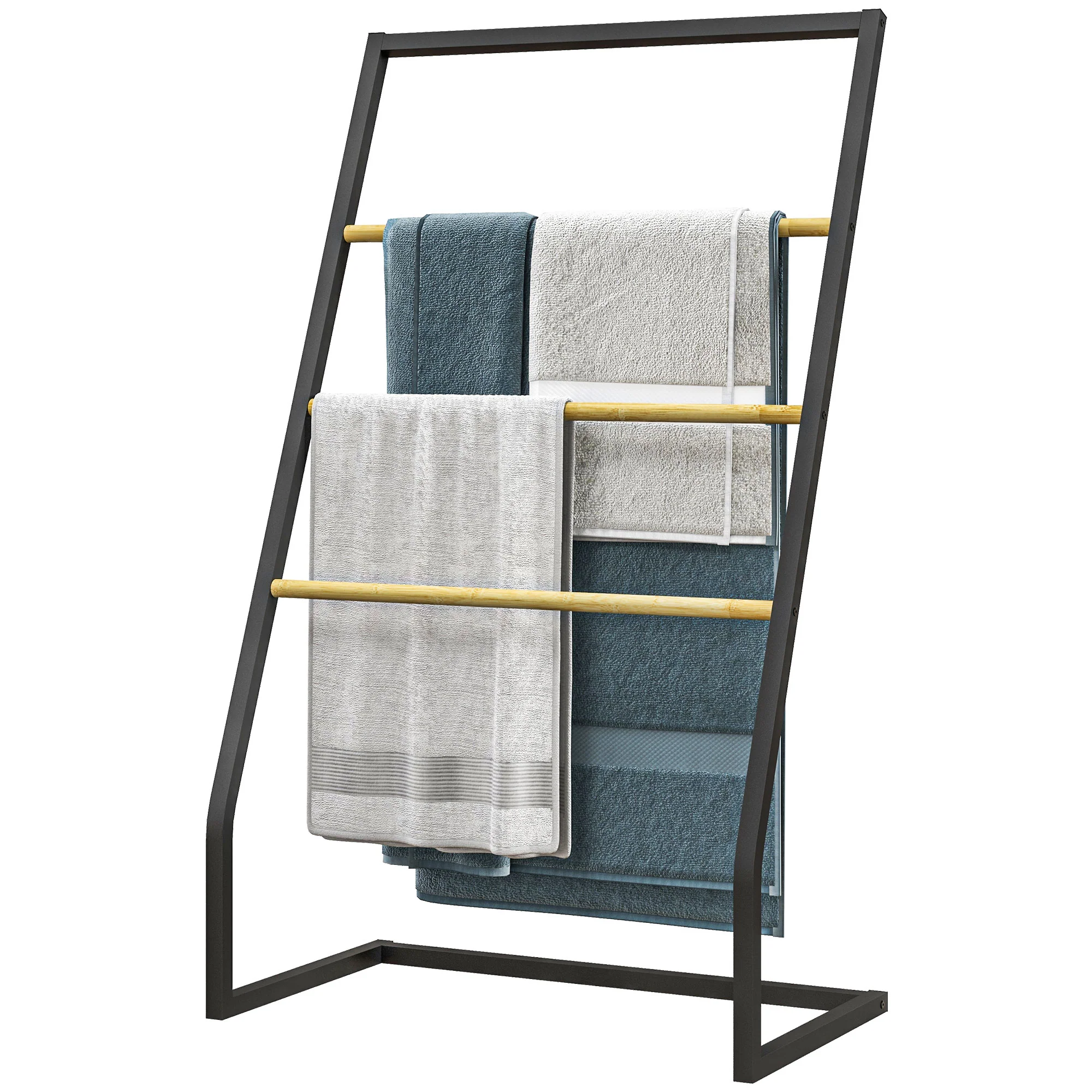 HOMCOM Handtuchständer 4-stufig für effiziente Trocknung Bambus
