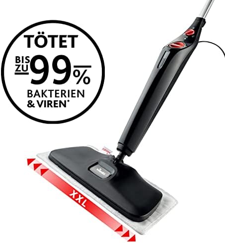Vileda Steam Plus XXL Dampfreiniger mit PowerPad, hygienische Bodenreinigung von groen Flchen, entfernt bis zu 99,9% der Bakterien und Viren, für alle Bden, Eco-Verpackung