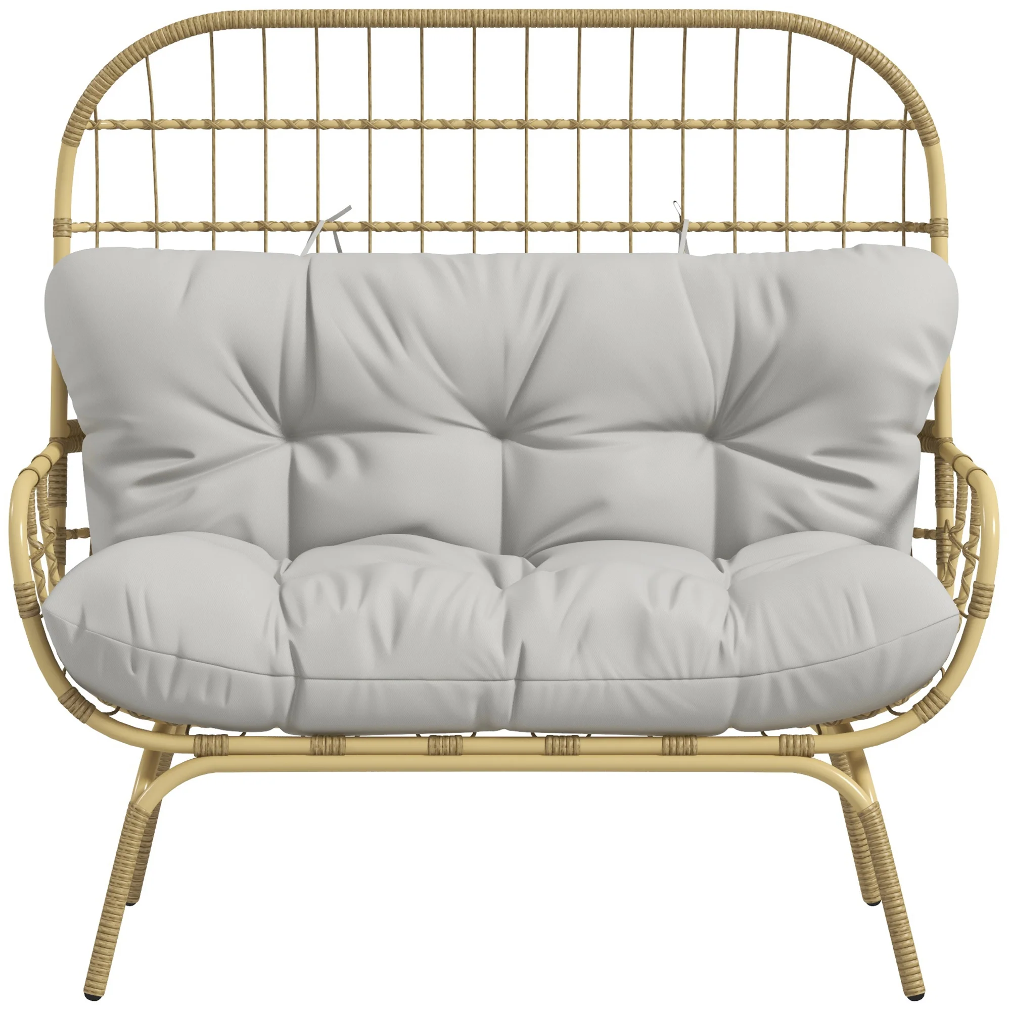 Outsunny Gartensofa 2-Sitzer Outdoor mit dicken Kissen Rattanoptik