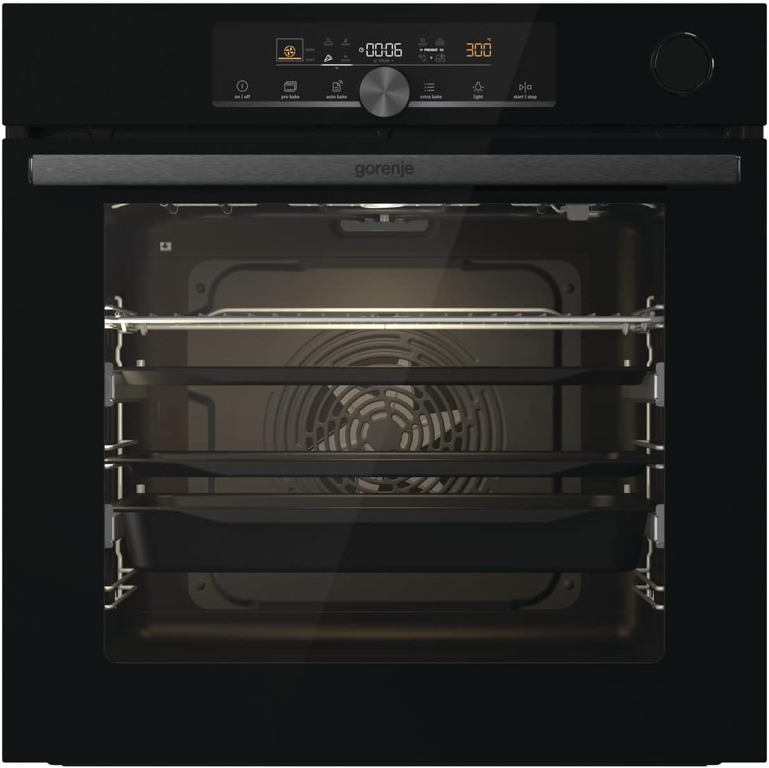 Gorenje Einbaubackofen-Set Jump Set Aqua/C/Kombination aus autarkem Kochfeld ECT641BSC und Einbau-Backofen BO6735E02BK /77L/Pizzamode 300°C/PerfectGrill/EcoClean-Email/Glaskeramik-Kochfeld/schwarz