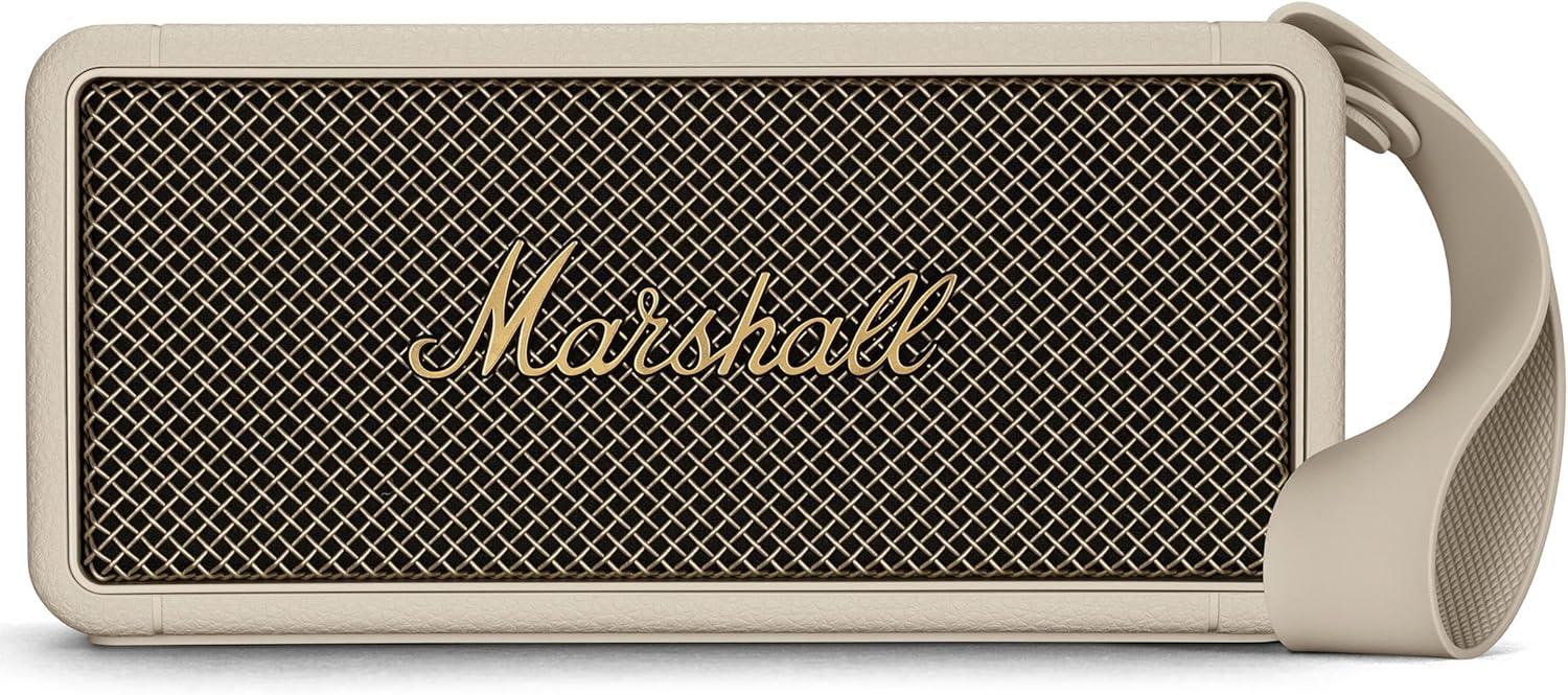 Marshall Middleton kabelloser tragbarer Bluetooth-Lautsprecher, über 20 Stunden tragbare Spielzeit, wasserfest IP67 – Crème