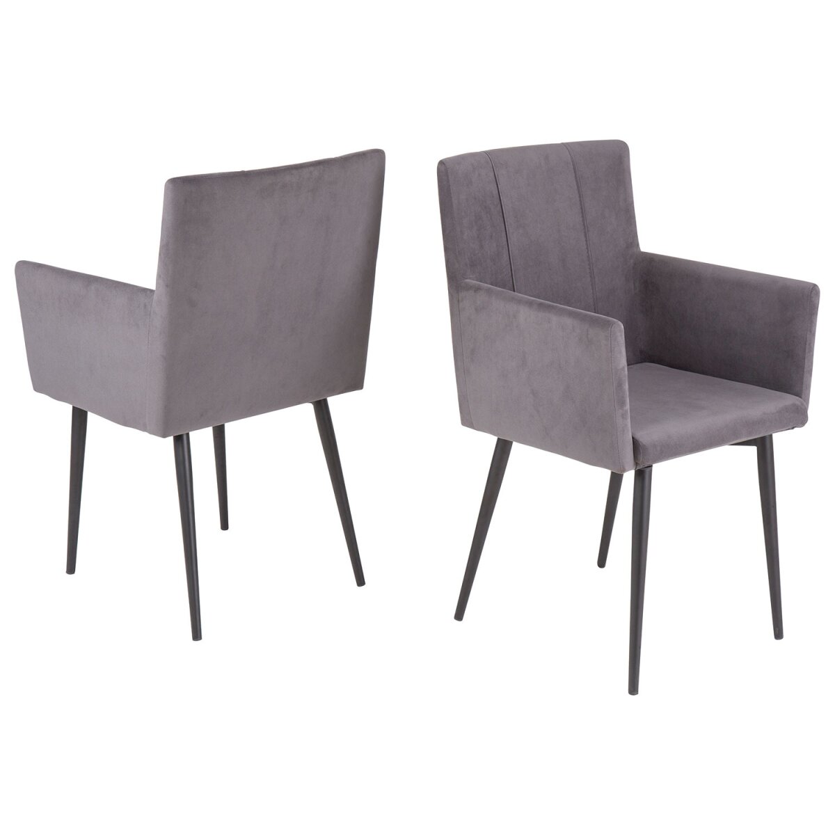 Reality Esszimmerstuhl »Monaco«, 2 Stück, mit Rundrohr-Gestell und Armlehnen in Samtstoff, grau - B-Ware neuwertig