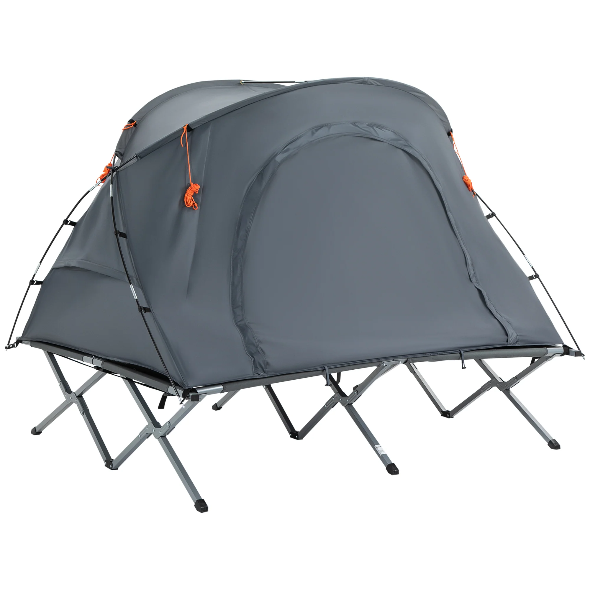 Outsunny Campingbett mit Zelt & Luftmatratze für 2 Personen, 200×146×159 cm, Grau