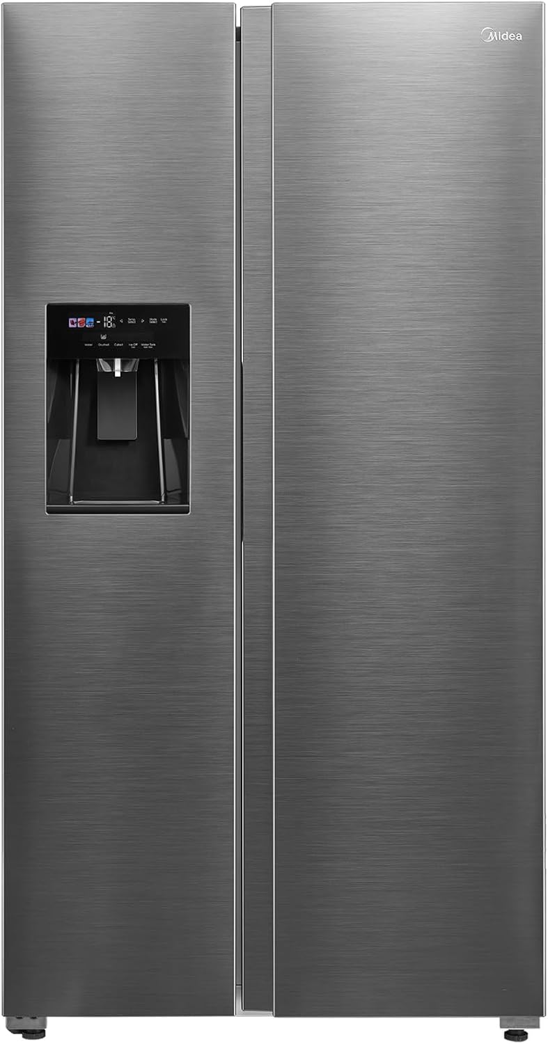 Midea KS-DDX 6.32 WT Side-by-Side Kühl-/Gefrierkombination/ 178,8 cm Hhe/ 254 kWh/Jahr/No Frost/Dual Inverter Compressor/mit 3in1 Wasser-/Eisspender und Wassertank, Dark Inox