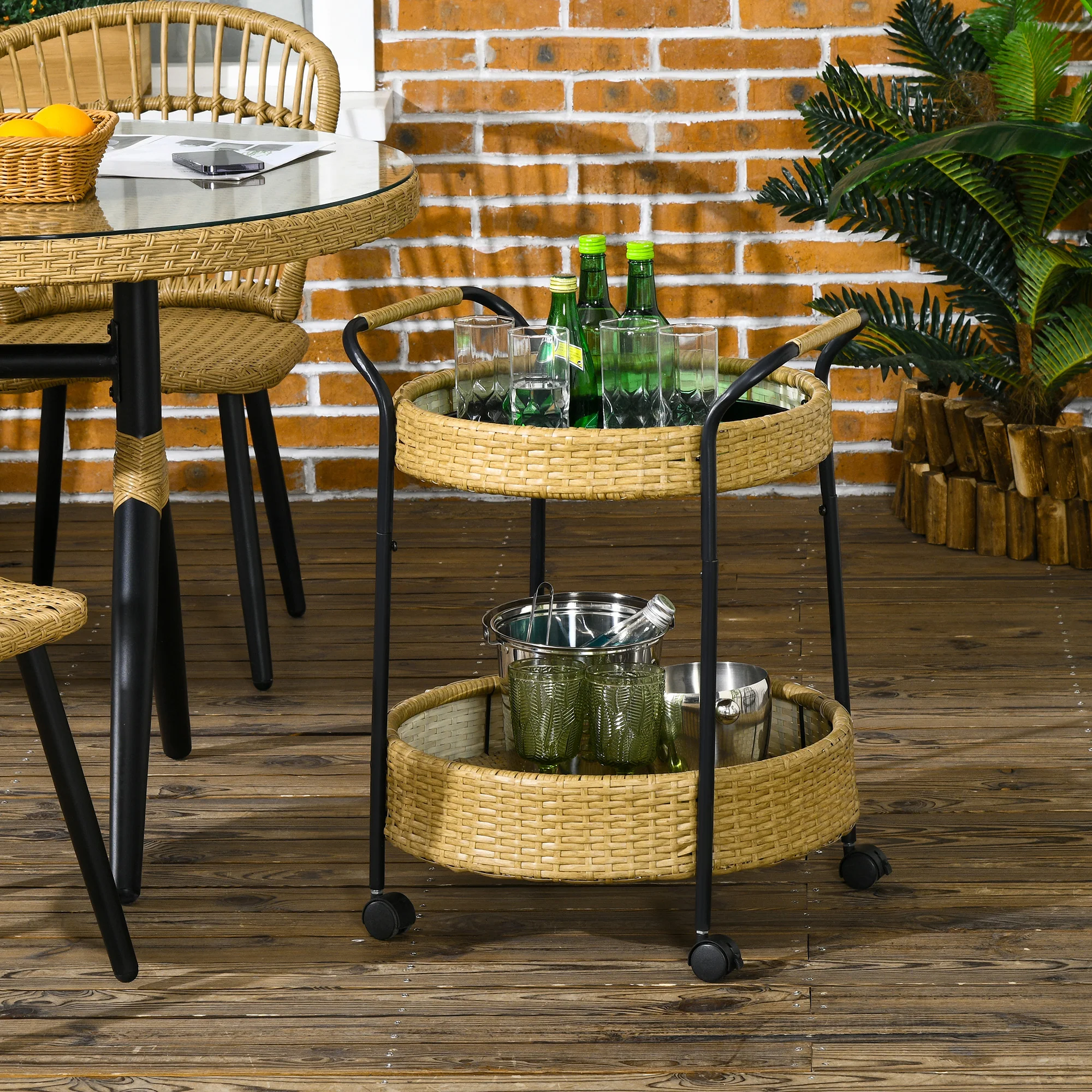 Outsunny Servierwagen, Φ50 x 66 cm