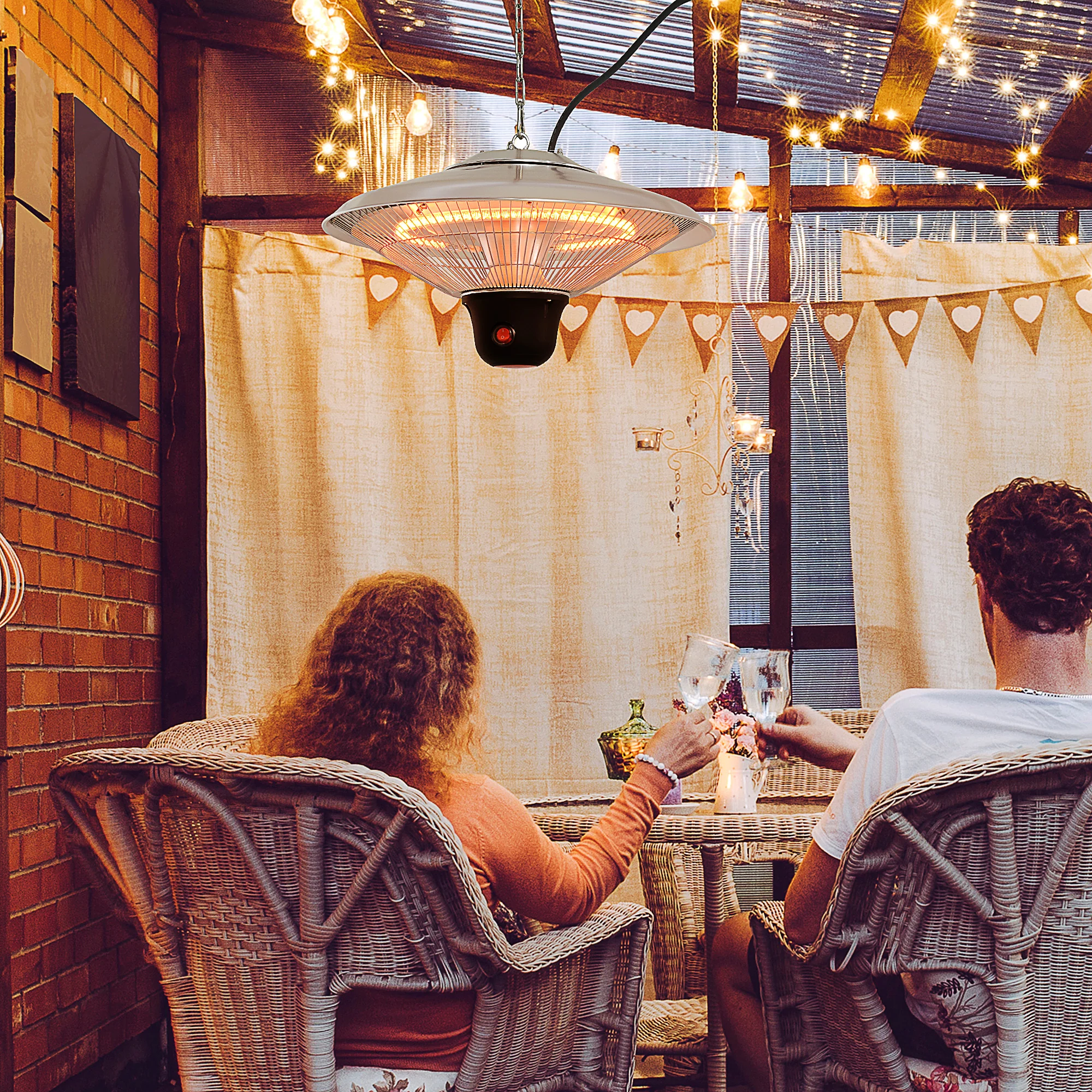 Outsunny Deckenheizstrahler 1500W mit LED & Fernbedienung