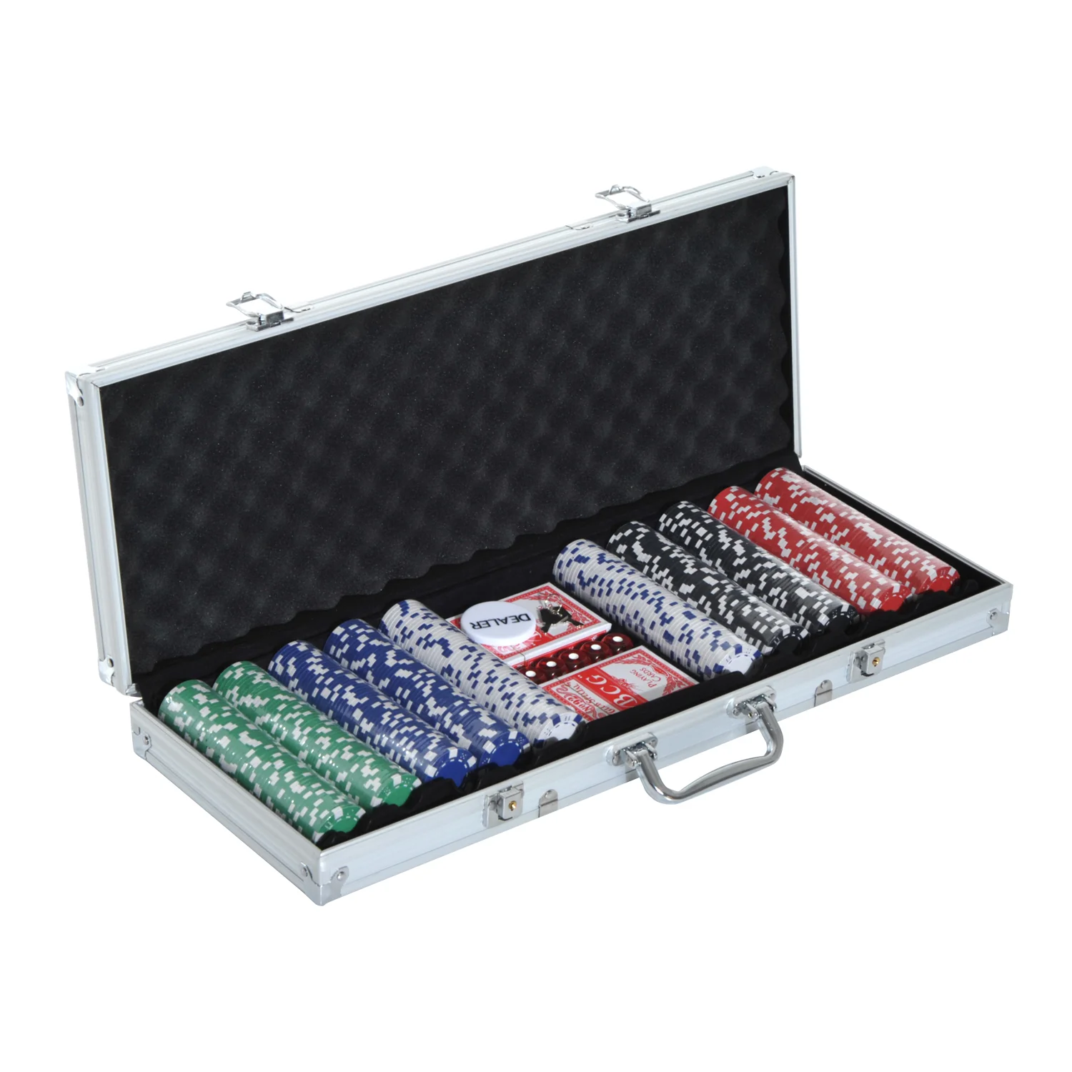 HOMCOM Pokerkoffer Pokerset 500 Chips Komplettset Alukoffer