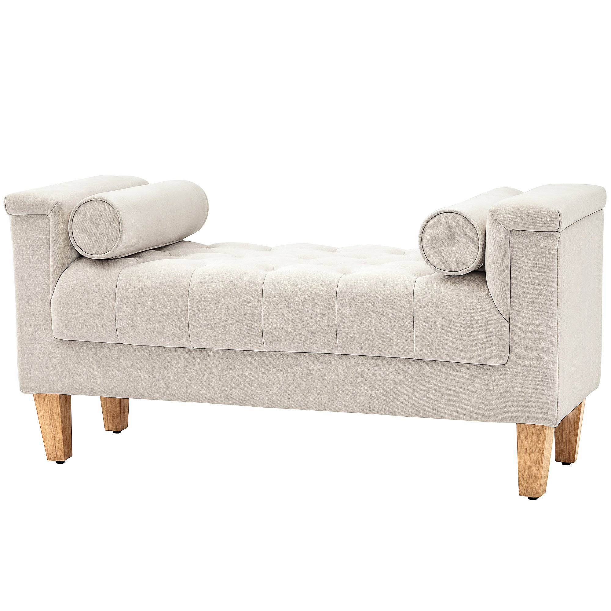 HOMCOM Polsterbank Vintage-Design Chenille Komfort Armlehne Beige