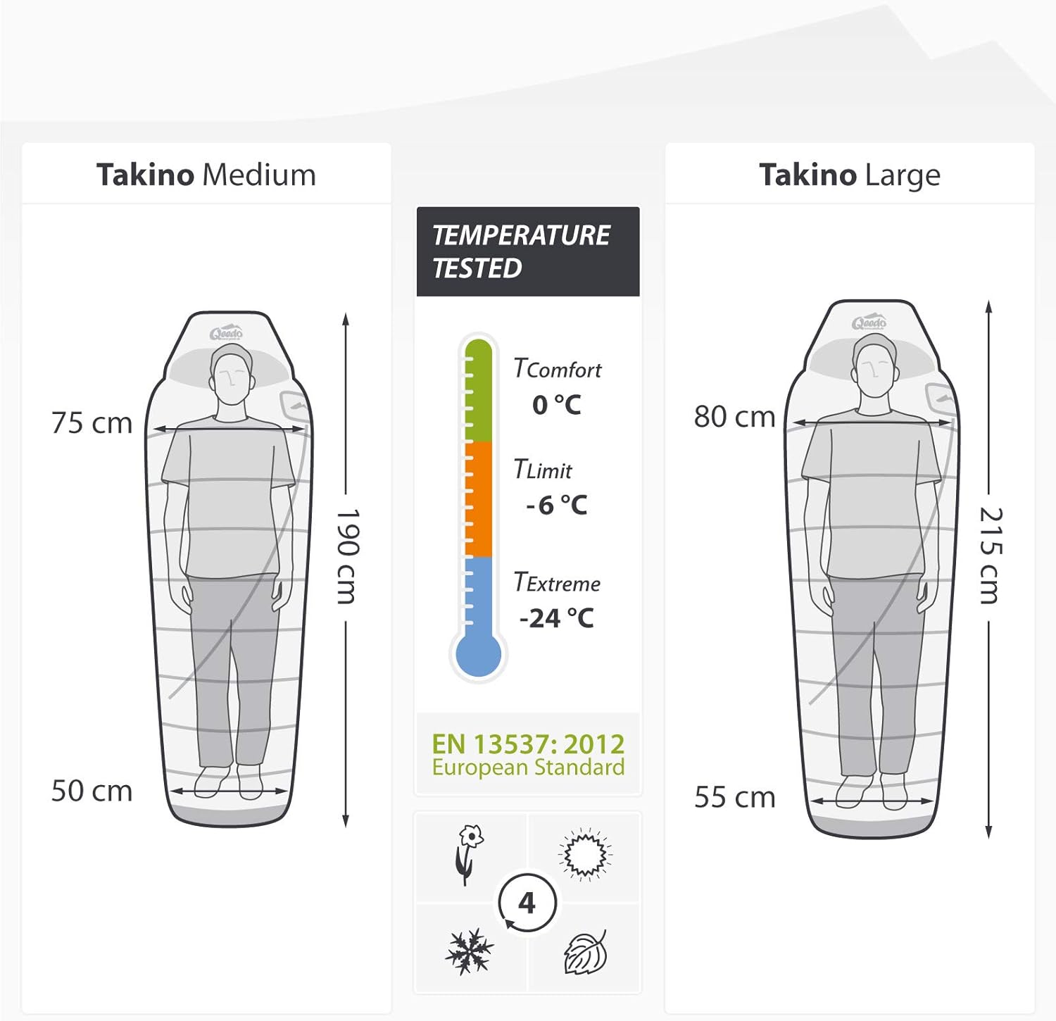 qeedo Takino Daunenschlafsack, Winterschlafsack (Gr. M & L) warm, klein & leicht