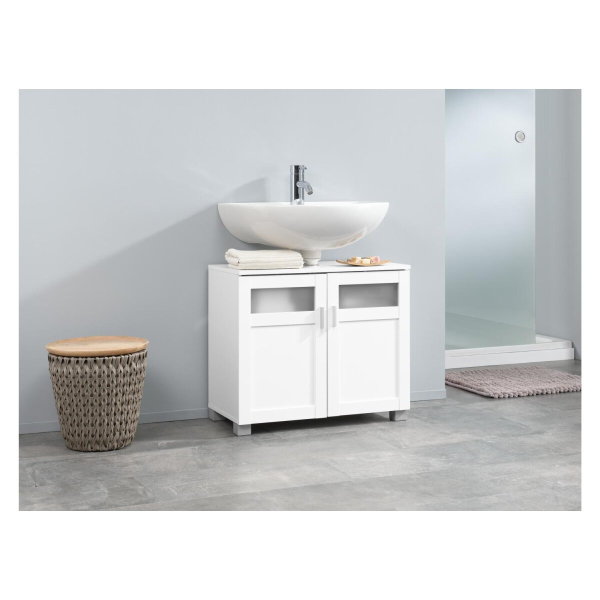 LIVARNO home Waschbeckenunterschrank »Basel«, mit Siphonausschnitt - B-Ware sehr gut
