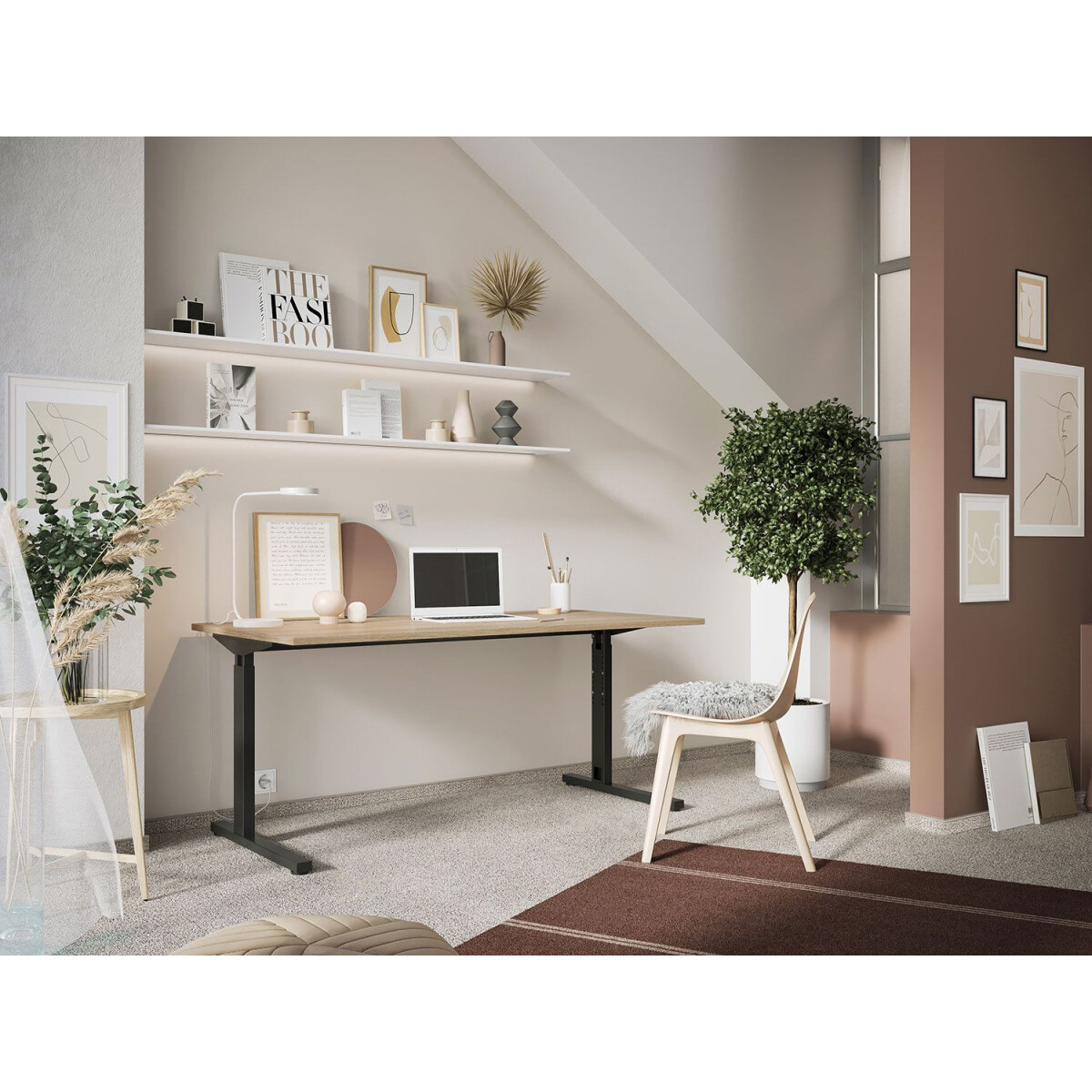 Germania 4252 GW-Profi 2.0 Schreibtisch, mechanisch höhenverstellbar, Kendal-Eiche-Nb./schwarz - B-Ware Transportschaden Kosmetisch