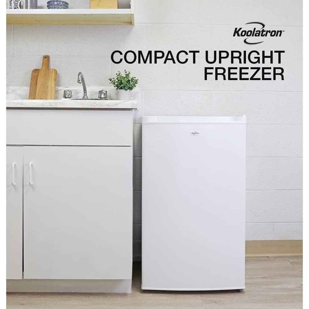 Koolatron Compact Upright Freezer with Compressor Cooling Technology, 3.0 Cubic Feet Capacity Mini Freezer – Ideal for Apartment, Condo, Office, RV, Cabin, Small Kitchen – White