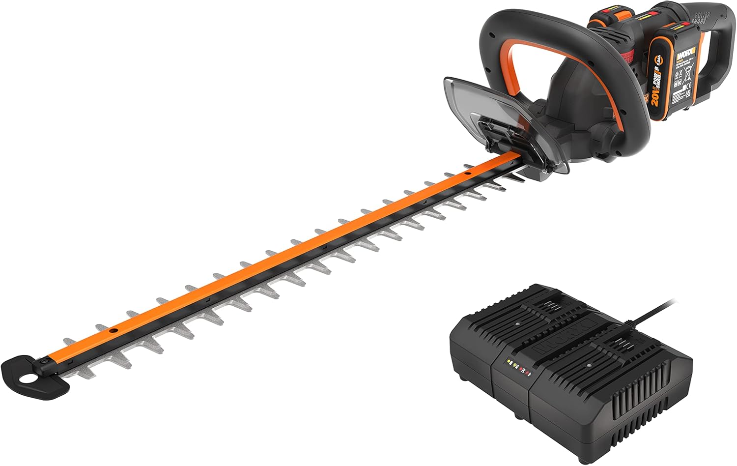WORX WG286E.9 Nitro Profi Akku Heckenschere 40V – präziser Schnitt auch bei schwierigen Winkeln – leistungsstarker bürstenloser Motor – 58cm Schnittlänge – 27mm Zahnabstand – ohne Akku & Ladegerät