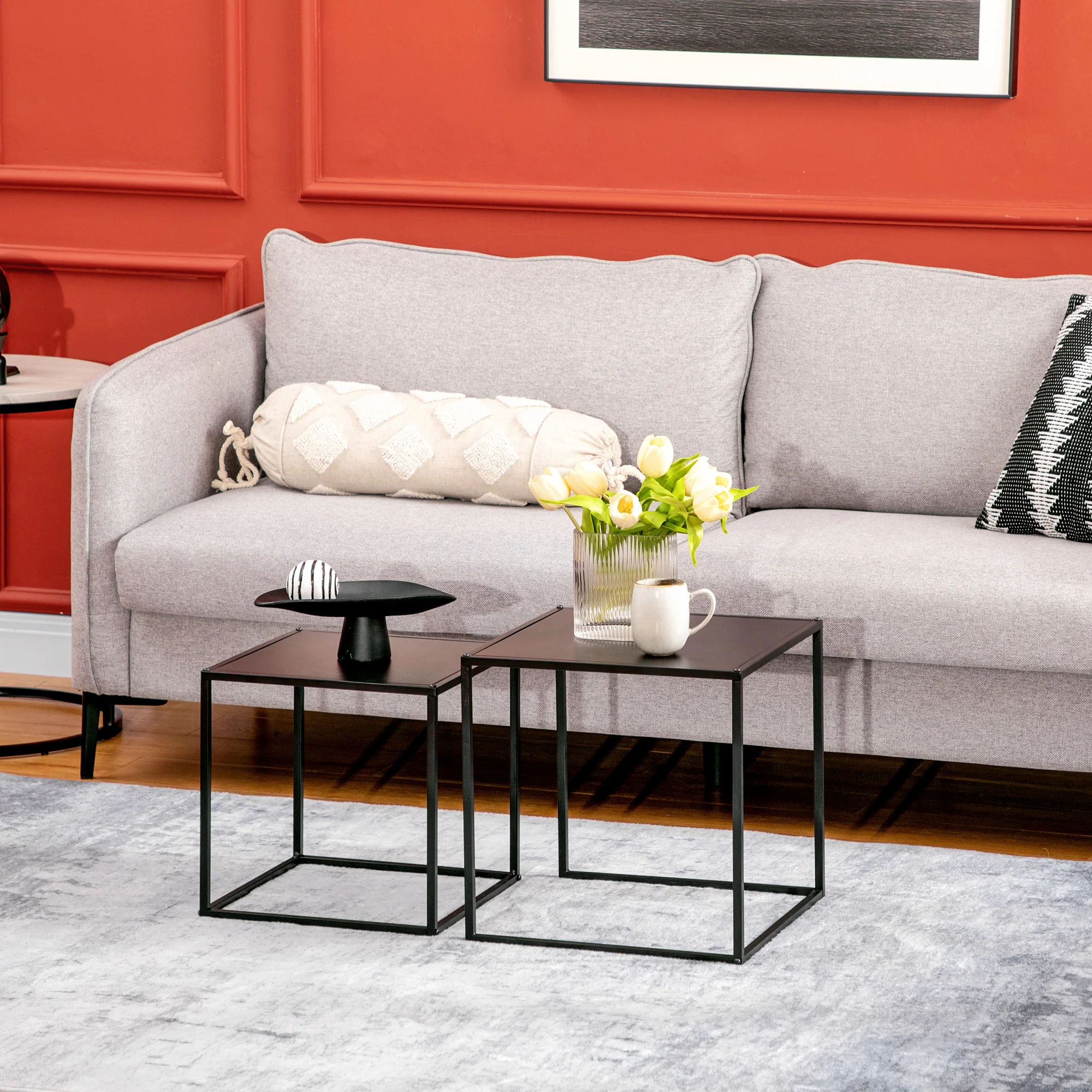 HOMCOM Couchtisch-Set Satztische flexibel kombinierbar