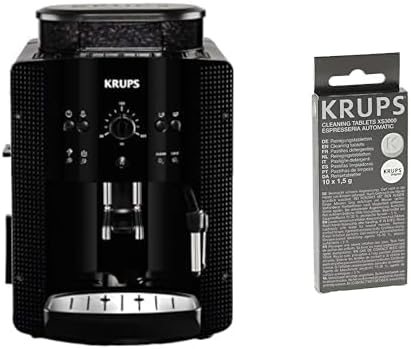 Krups Arabica Picto Kaffeevollautomat, Milchschaumdüse, 2-Tassen-Funktion, Drehregler, Einfache Reinigung, Kaffeemaschine, Schwarz, EA810870
