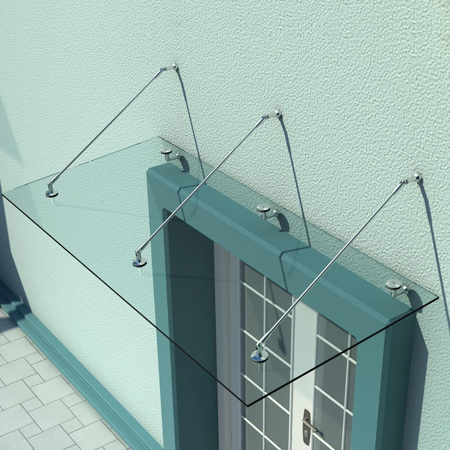 HOMCOM Glasvordach Vordach gehärtetes Glas Edelstahl lichtdurchlässig