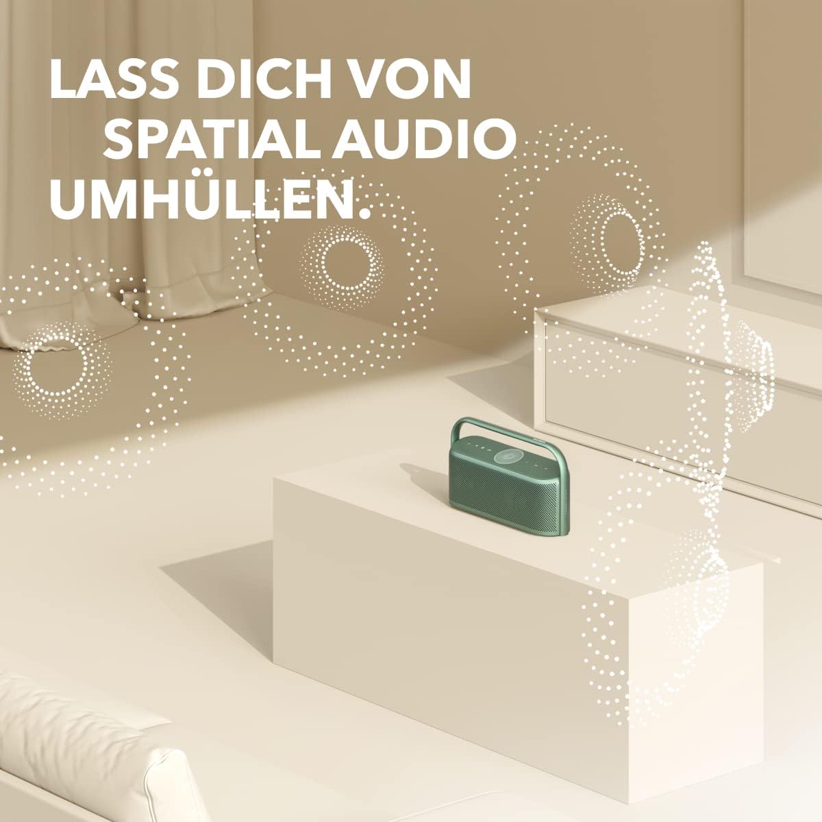 soundcore Motion x600 Bluetooth Lautsprecher, Lautsprecher Boxen Bluetooth mit Hi-Res Spatial Audio 50W räumlicher Sound IPX7 Wasserschutz 12h Wiedergabe Pro EQ Tragegriff AUX-IN (Schwarz)