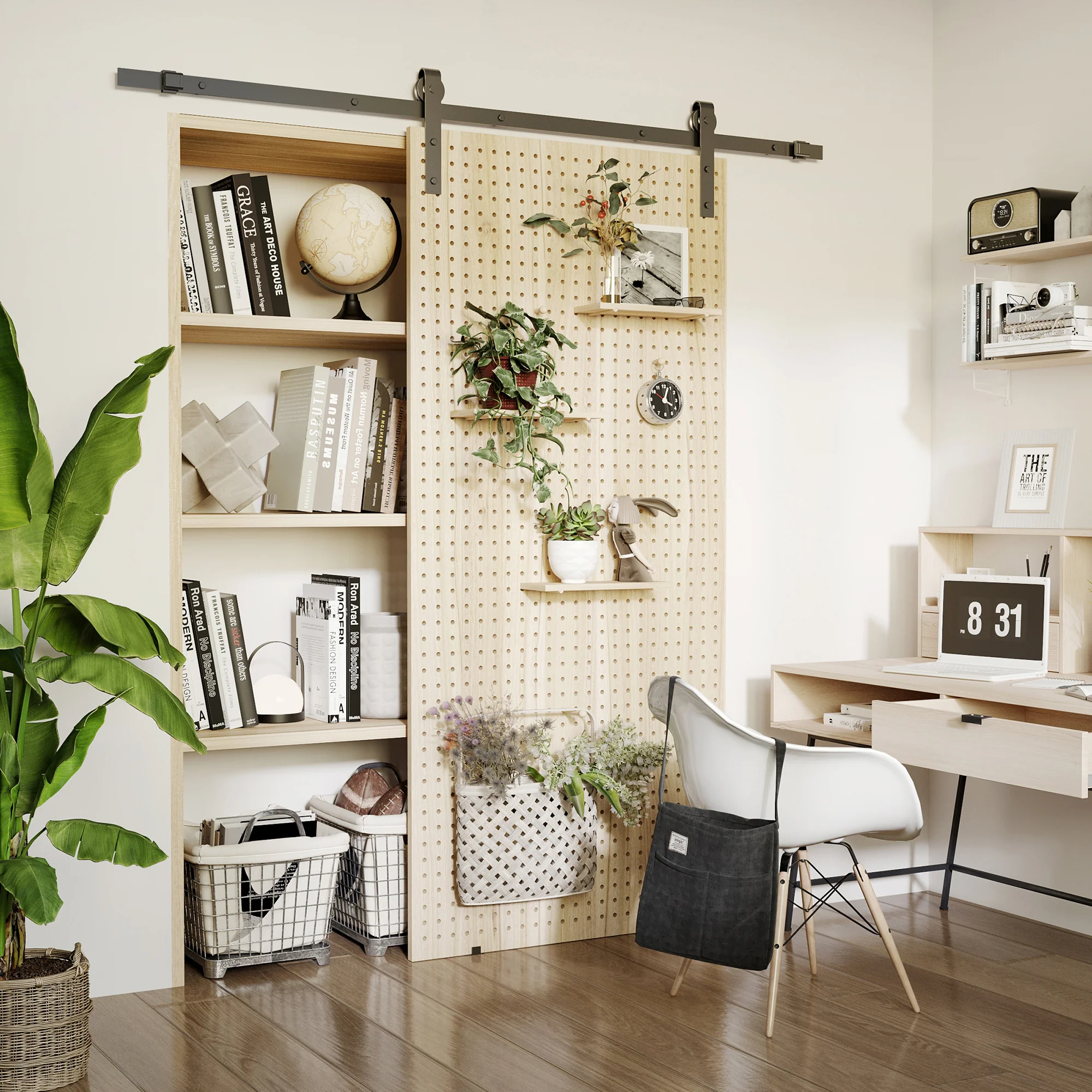 HOMCOM Schiebetürbeschlag Set leises Gleiten vielseitig einsetzbar