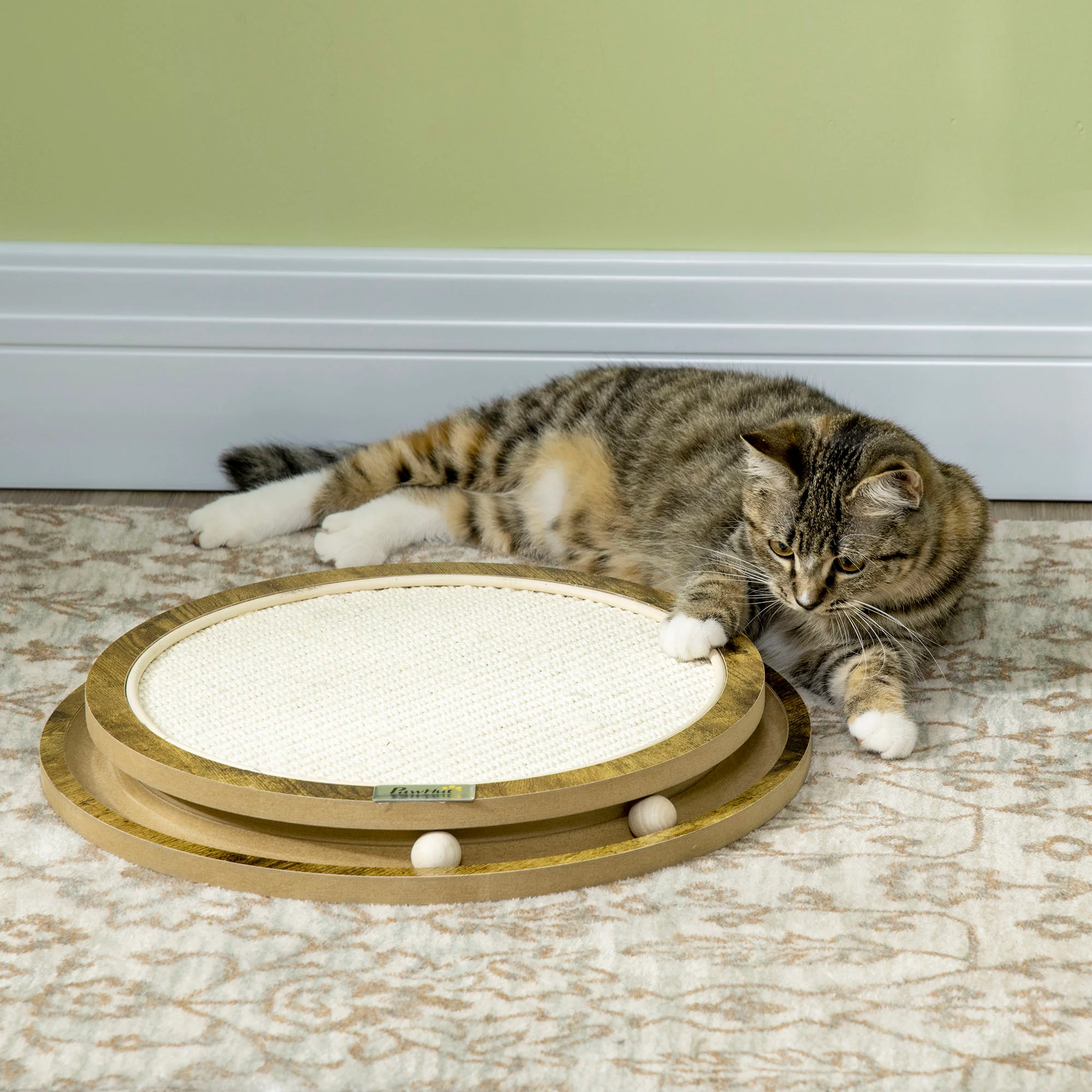 PawHut Katzenkratzspielzeug mit Kratzmatte und Ballspielzeug