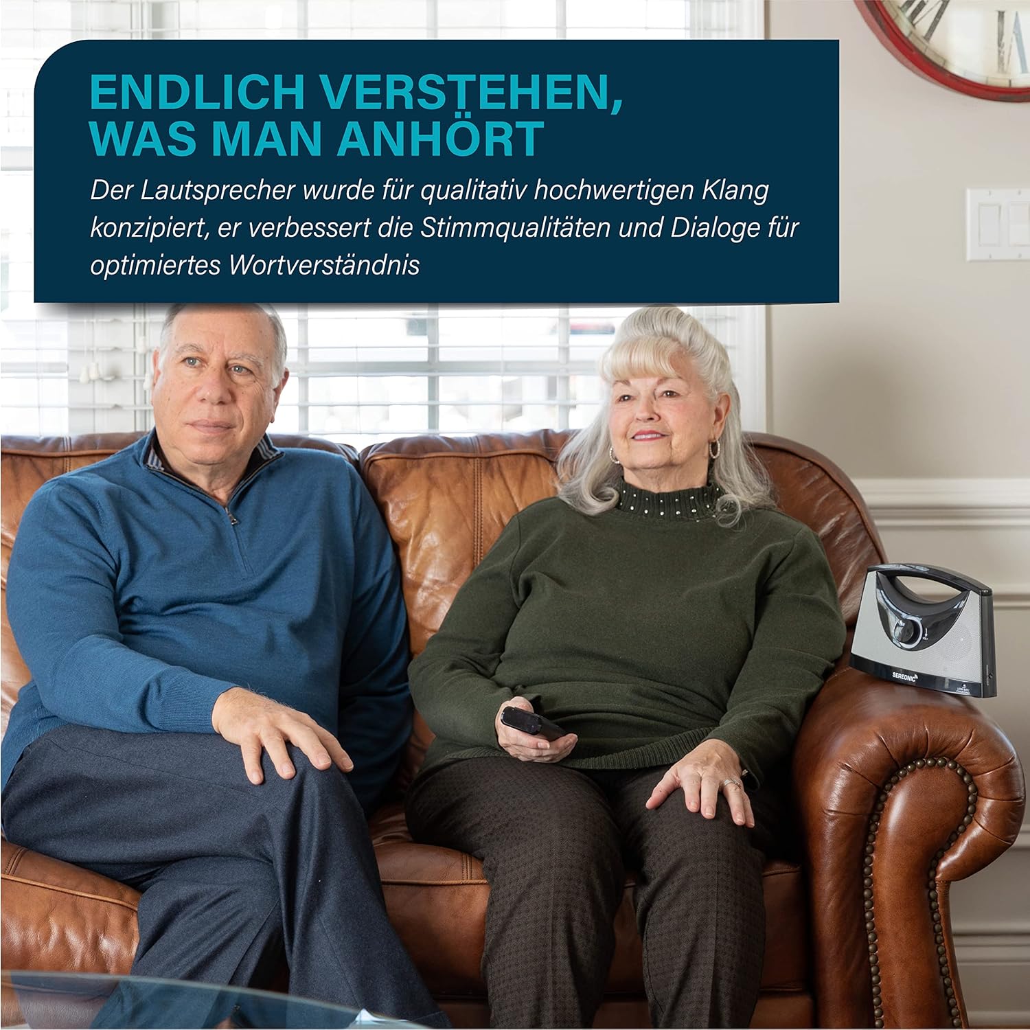 SEREONIC Tragbare Kabellose TV Lautsprecher für Smart TV – Idealer Lautsprecher für Fernseher ohne Dröhnenden Klang – Kabelloser TV Lautsprecher für Hörbeeinträchtigte und Senioren – Reichweite 30 m