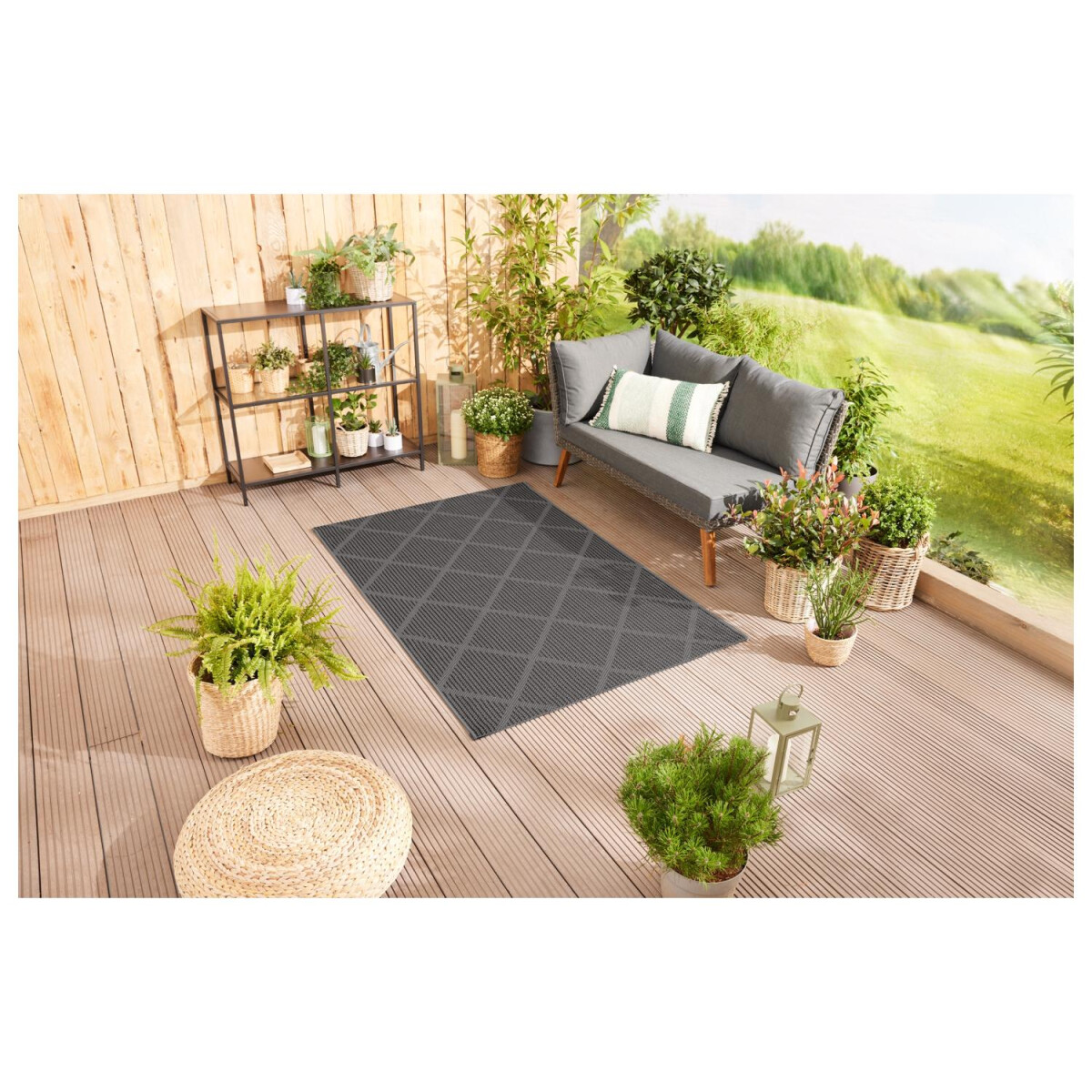 LIVARNO home Outdoorteppich, 120 x 180 cm (Gemustert Karo) - B-Ware sehr gut