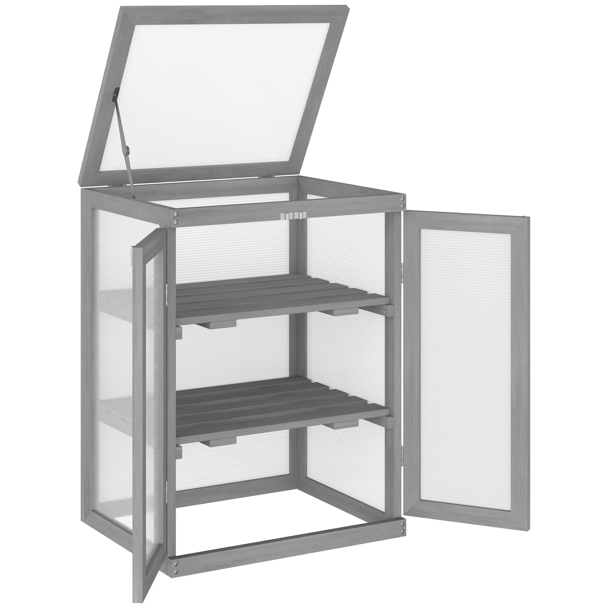 Outsunny Frühbeet Gewächshaus Doppeltür klappbares Dach