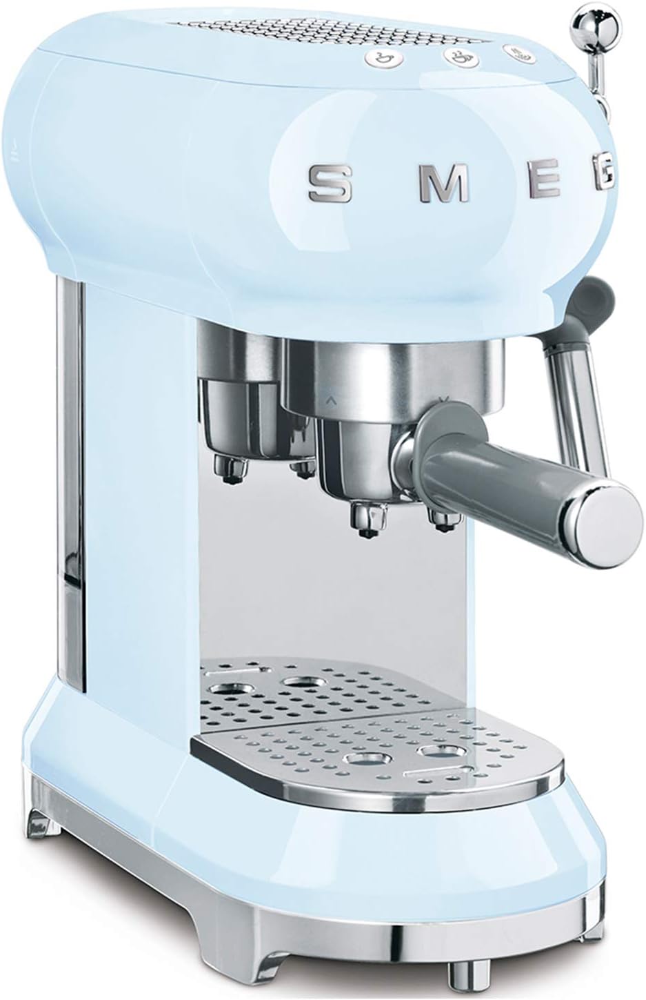 Smeg, ECF01WHEU Manual Espresso -Maschine, Cappuccino -System, Thermoblock, große Tassengehäuse und Doppelkaffeefunktion, 1 l Wassertank, kompakte Abmessungen, 1350W, Weiß