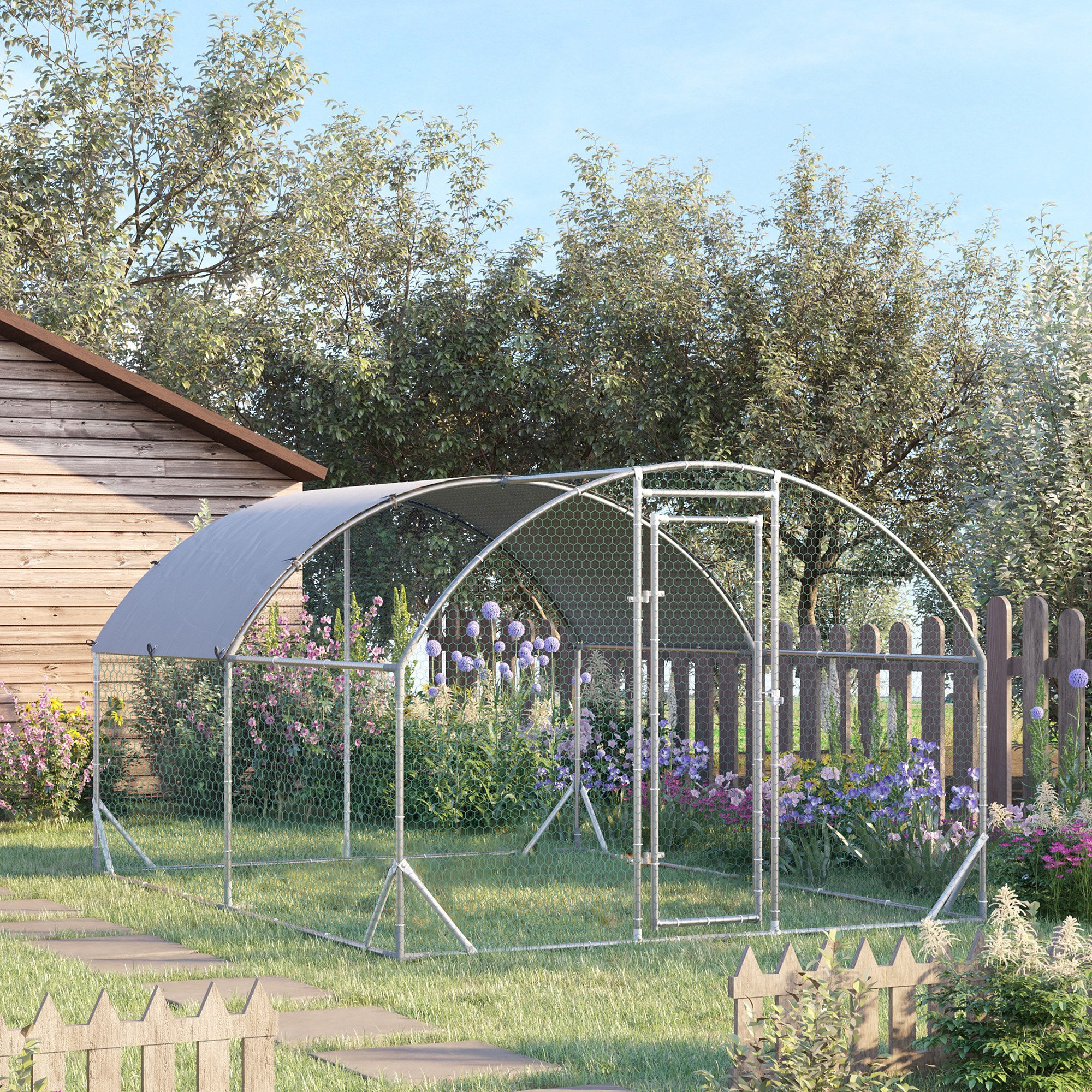 PawHut Hühnerstall Freilaufgehege mit UV-Abdeckung abschließbar