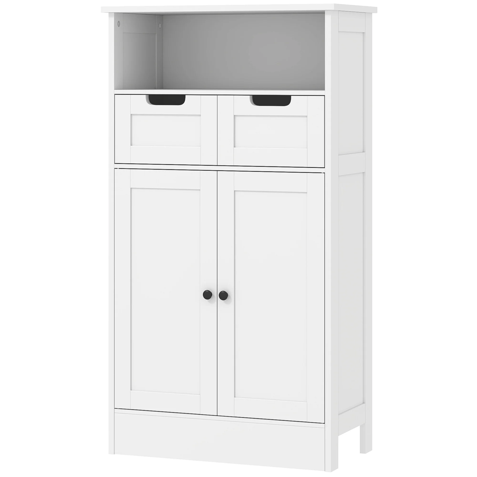 kleankin Badzimmerschrank 60x30x108,8 cm Weiß mit 2 Schubladen