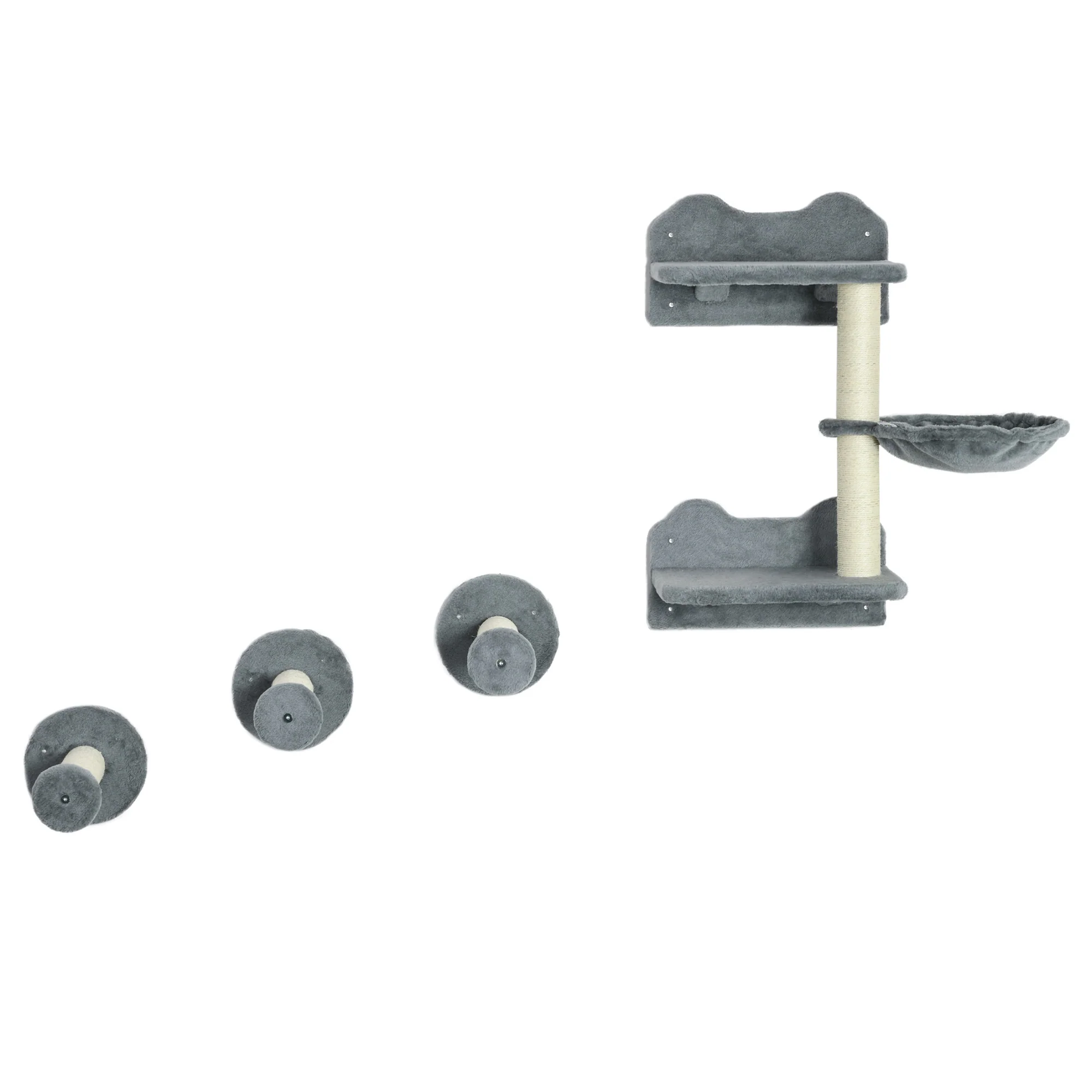 PawHut Katzen Kletterwand Set, 4-teilig mit Kratzbaum