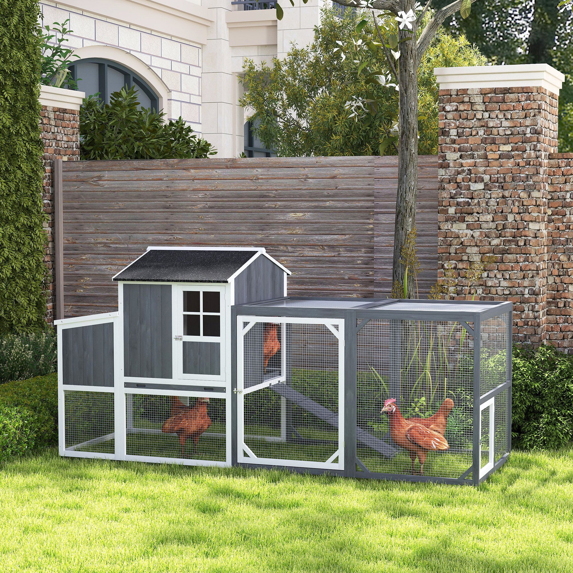 PawHut Hühnerstall mit Auslauf und Nistkasten für 3-4 Hühner