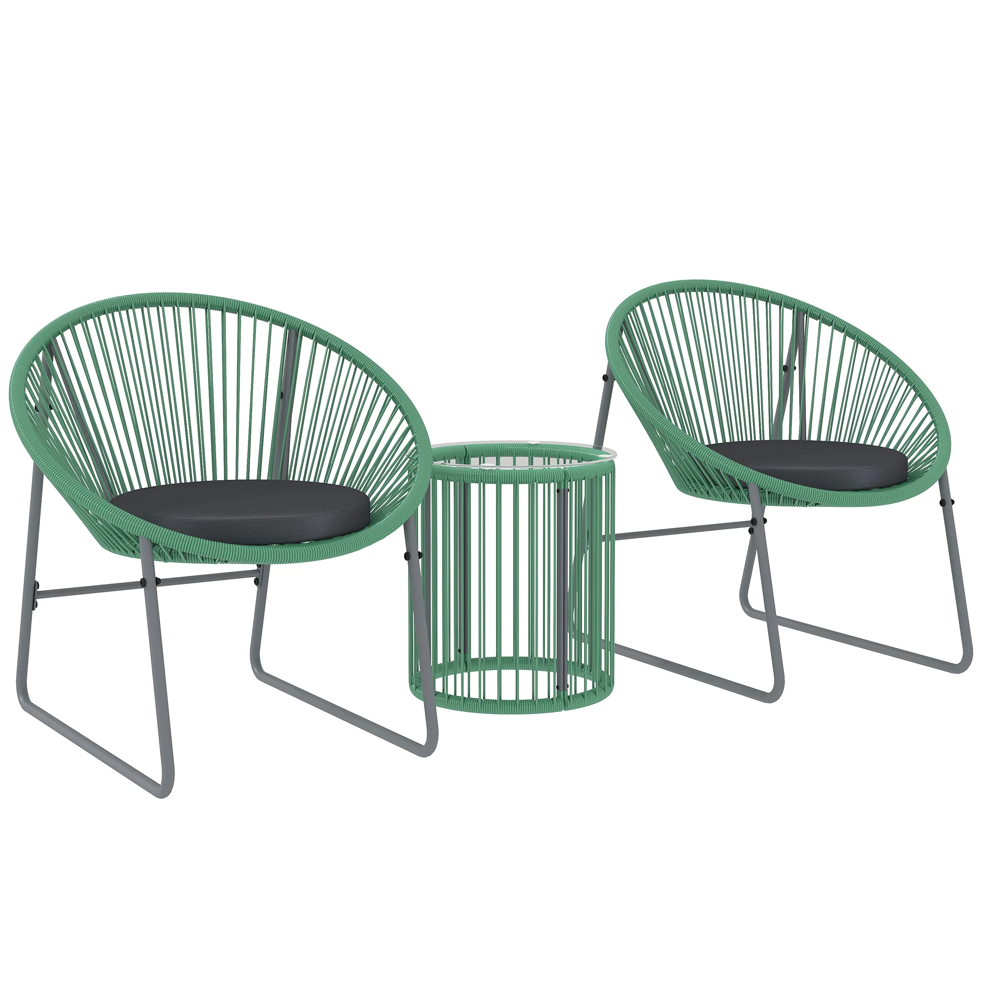 Outsunny Polyrattan Gartenmöbelset 3-teilig Outdoor wetterfest Balkon