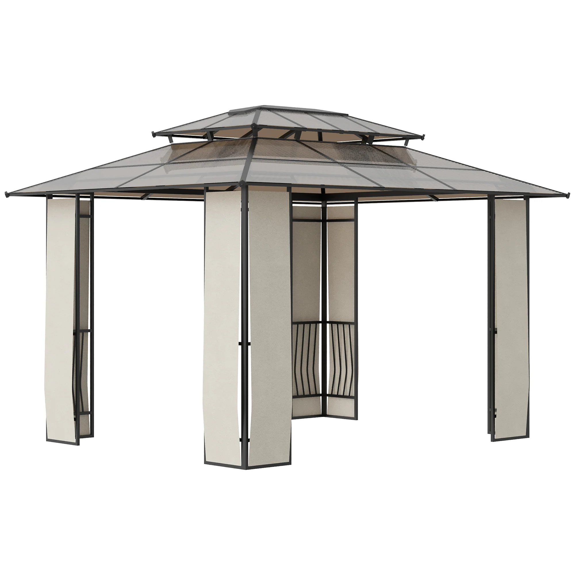 Outsunny Gartenpavillon Polycarbonat-Dach UV-Schutz Outdoor