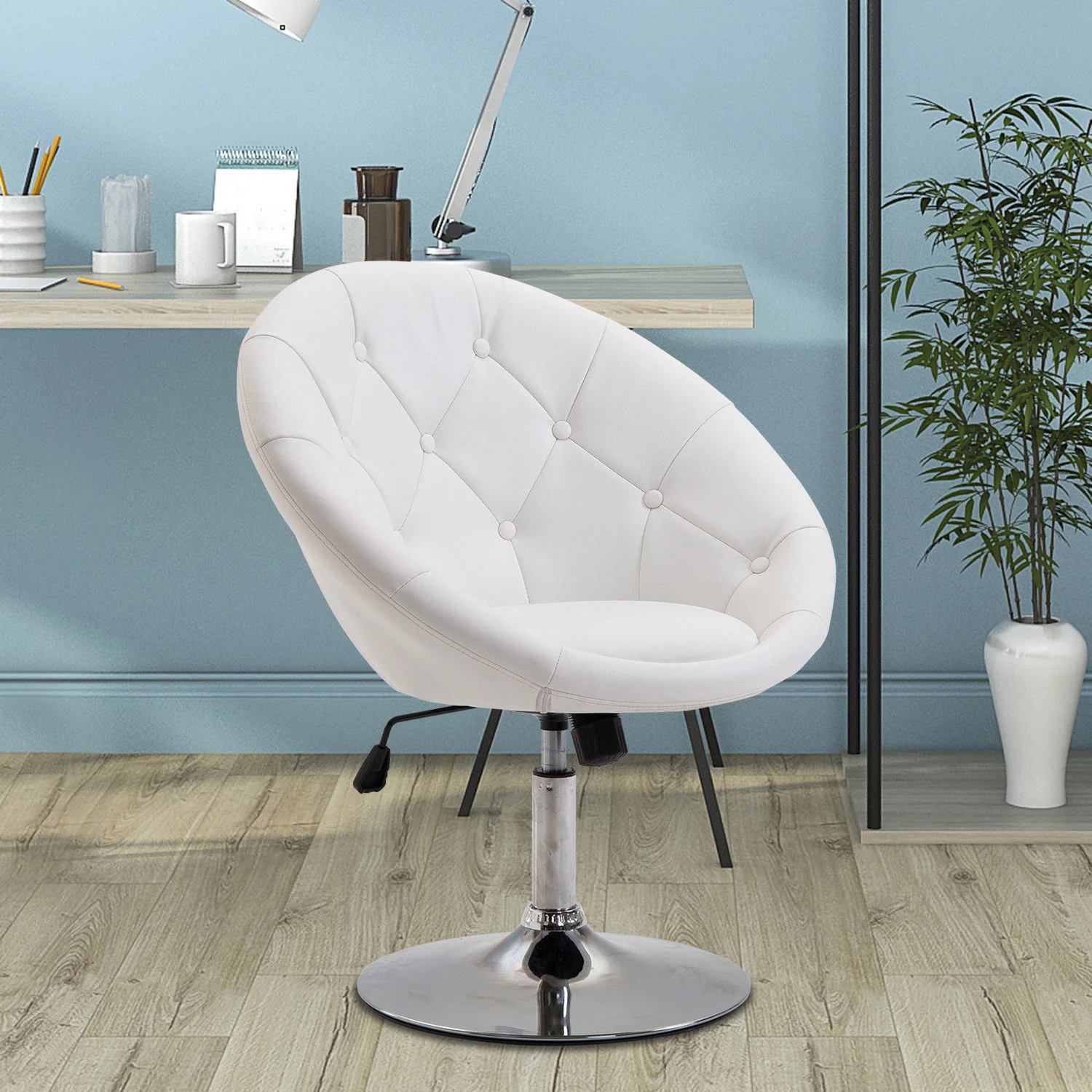 HOMCOM Drehhocker Bürostuhl höhenverstellbar Wippmechanik Weiß