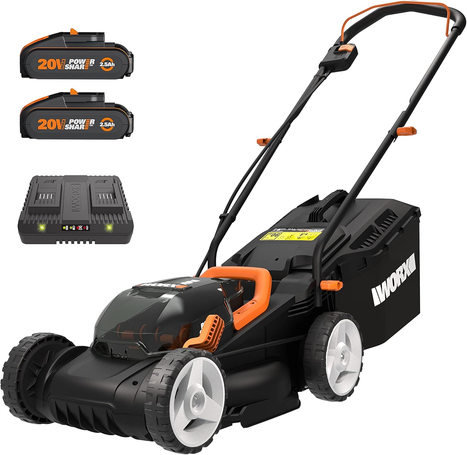 Worx Nitro 34 cm Akku-Rasenmher, Elektrischer Rasenmher, WG779E, 40 V PowerShare PRO 2 STK. 2,5 Ah Akku (Akkus & Ladegert inklusive)