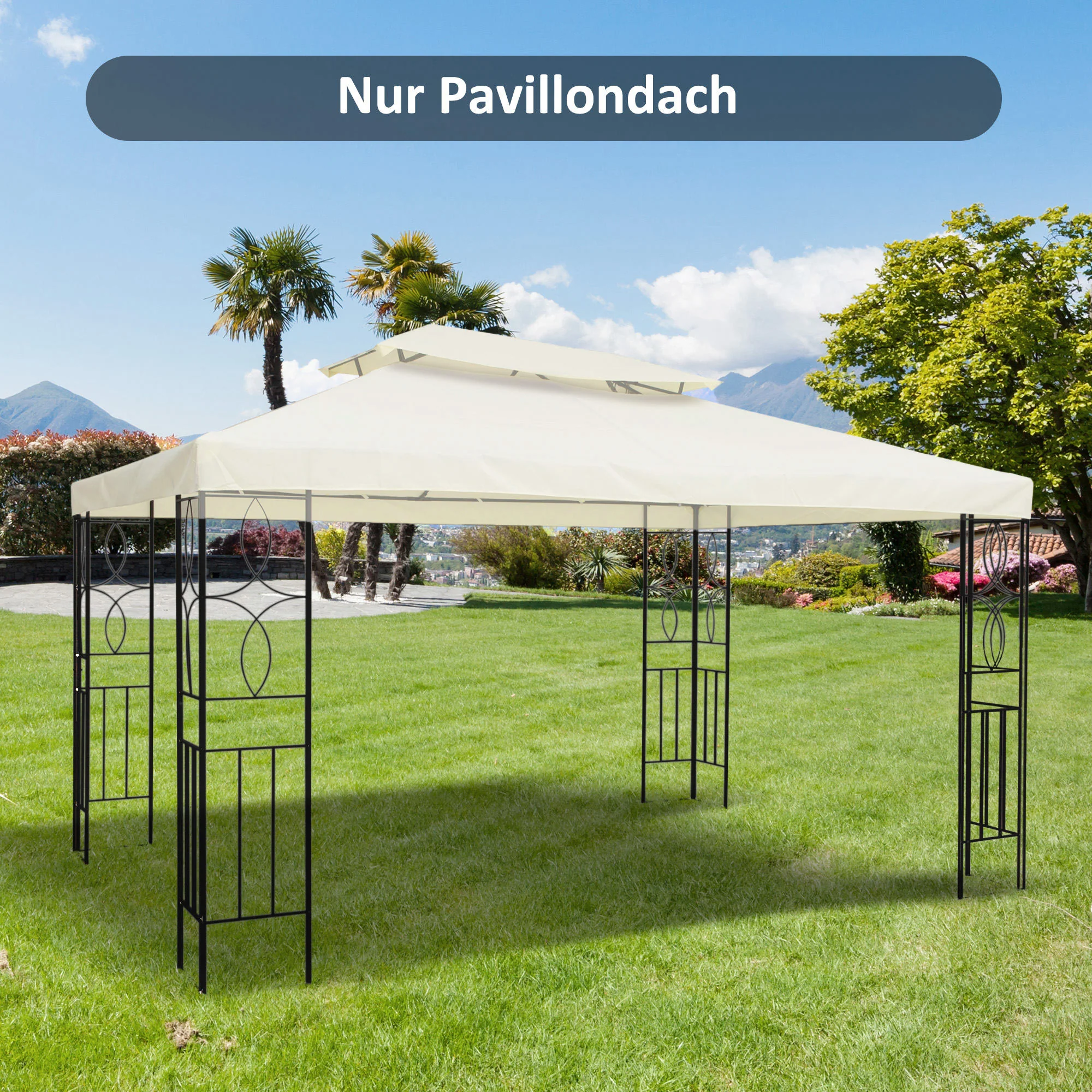 Outsunny Pavillon-Ersatzdach Winddach Abflusslöcher Cremeweiß